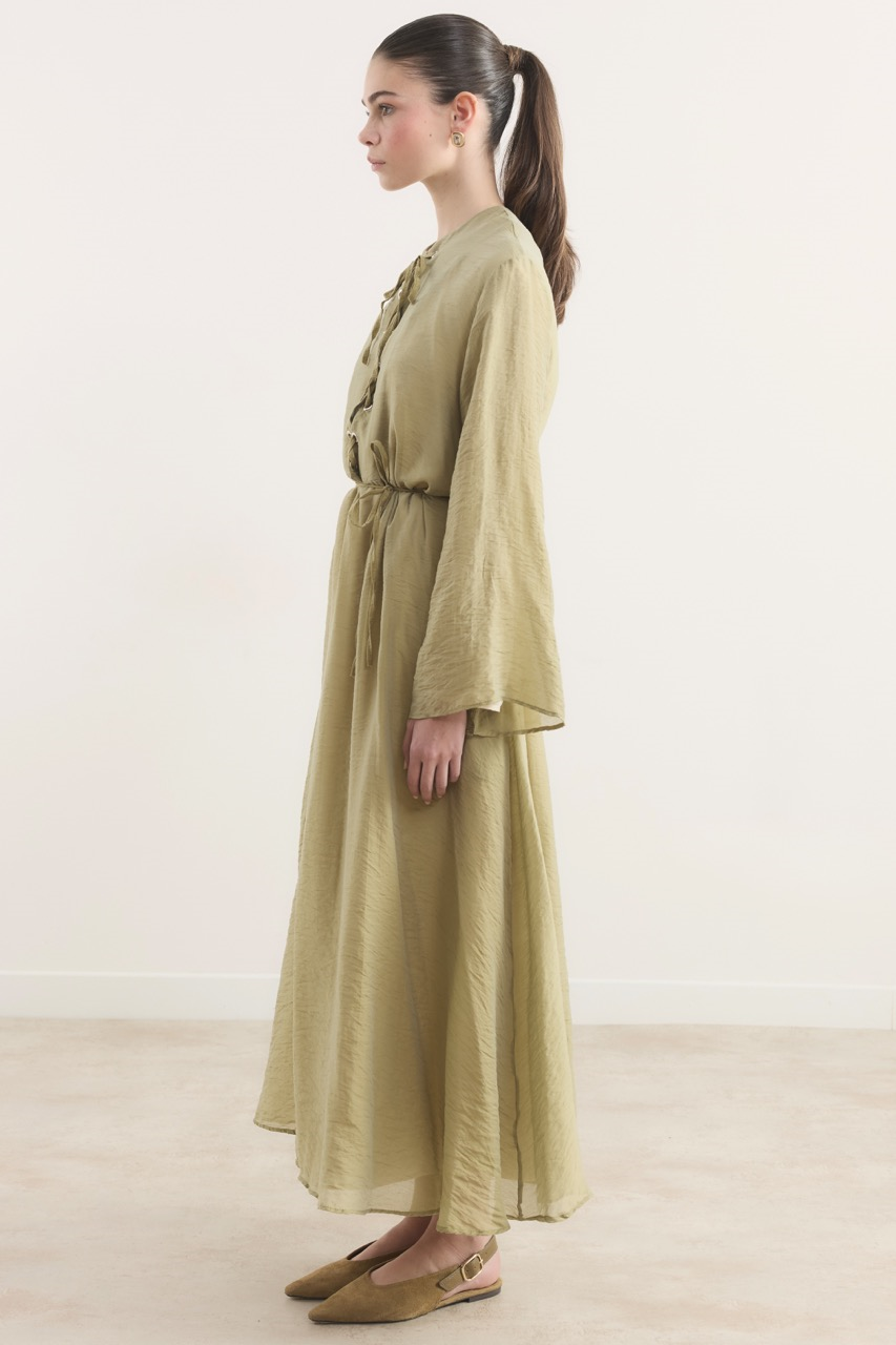 Lucy Bağcık Yaka Detaylı Elbise - Yeşil