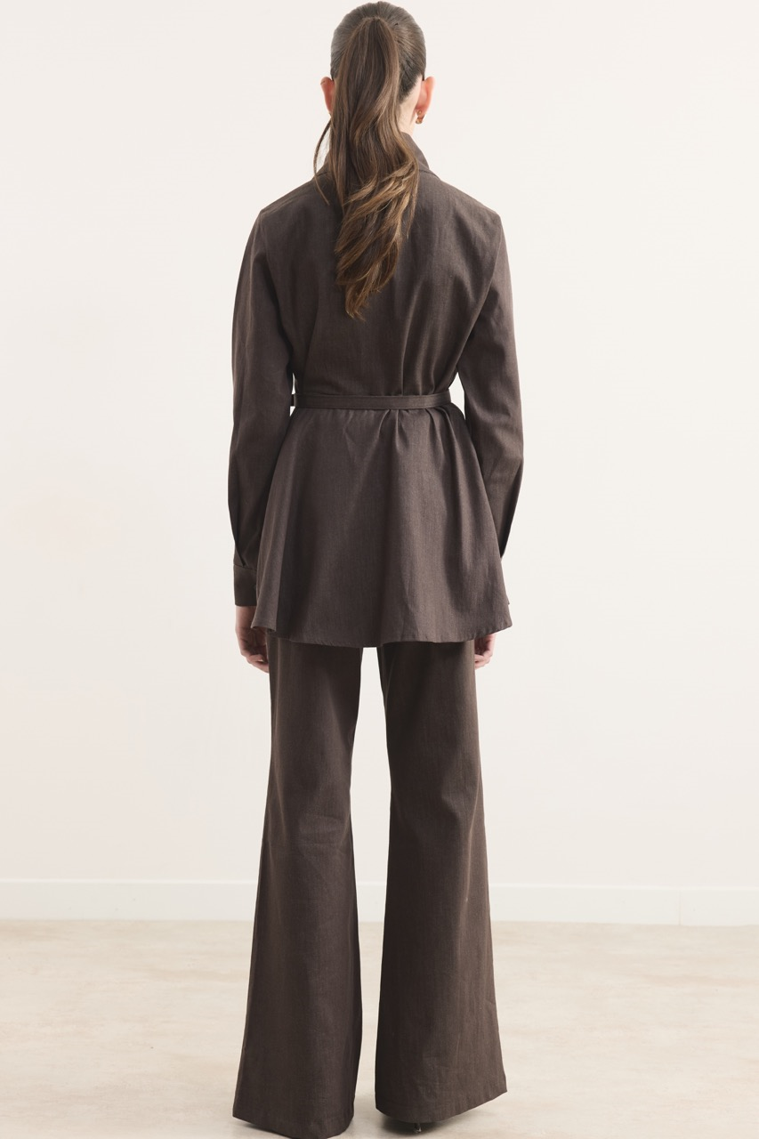 Mage Önü Taşlı Kot Takım - Kahve