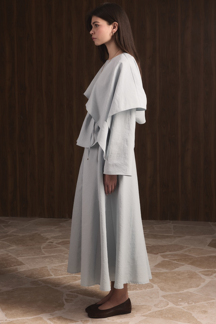 Omuzdan Şallı Biye Kuşak Etekli Takım - Mavi