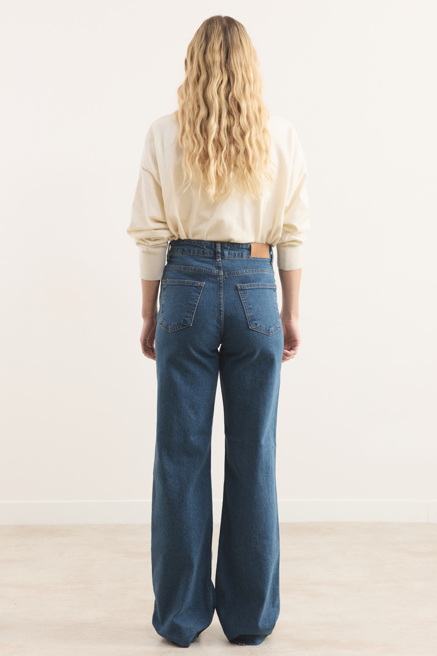 Ön Cepli Straight Kot Pantolon - Lacivert