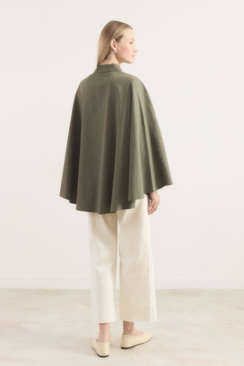 Taşlı Kot Panço - Haki