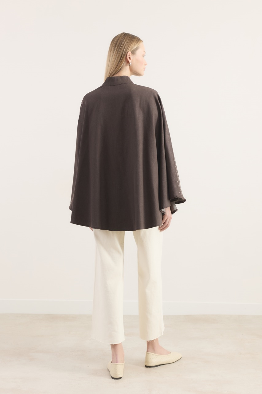 Taşlı Kot Panço - Kahve