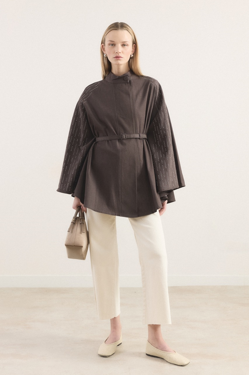 Taşlı Kot Panço - Kahve