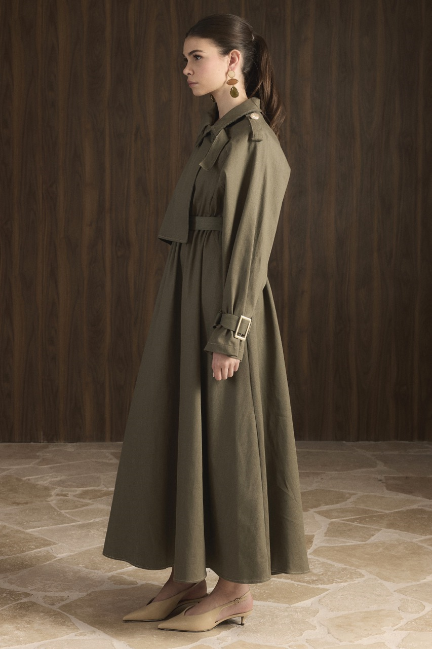 Vera Trenç Elbise - Haki