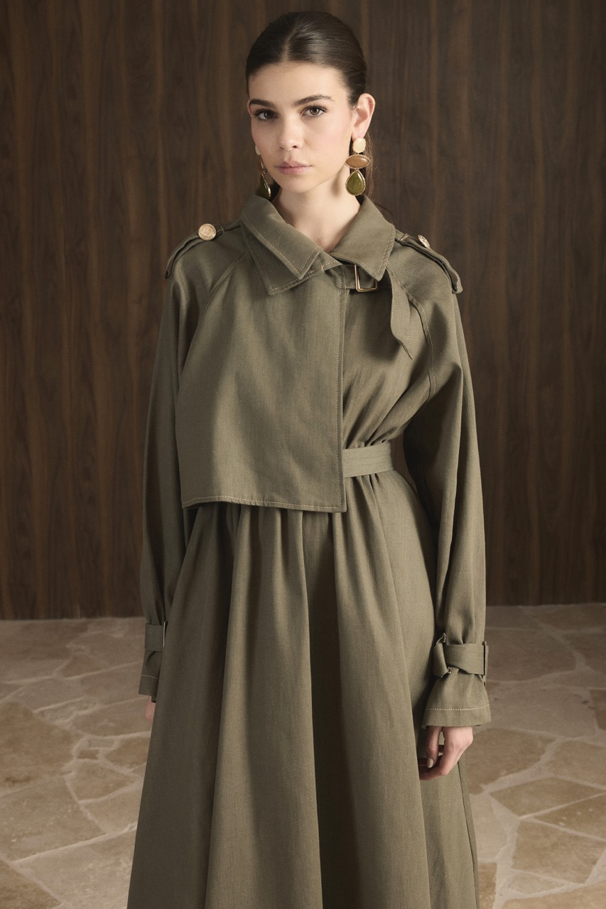 Vera Trenç Elbise - Haki