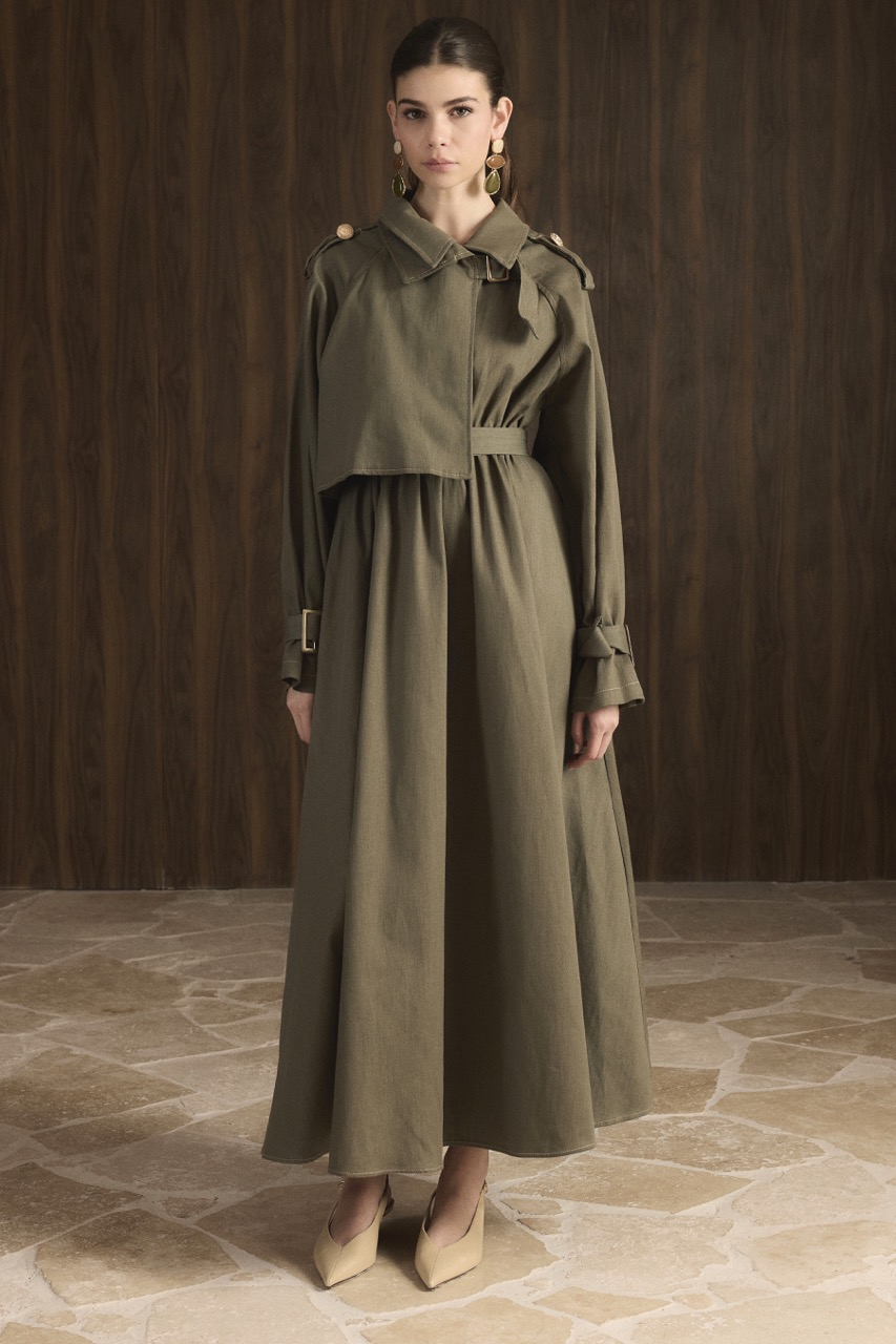 Vera Trenç Elbise - Haki