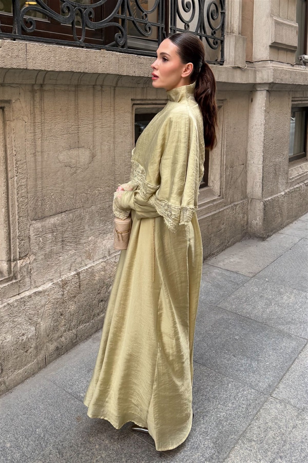 Aller Dantel Detaylı Elbise - Çağla