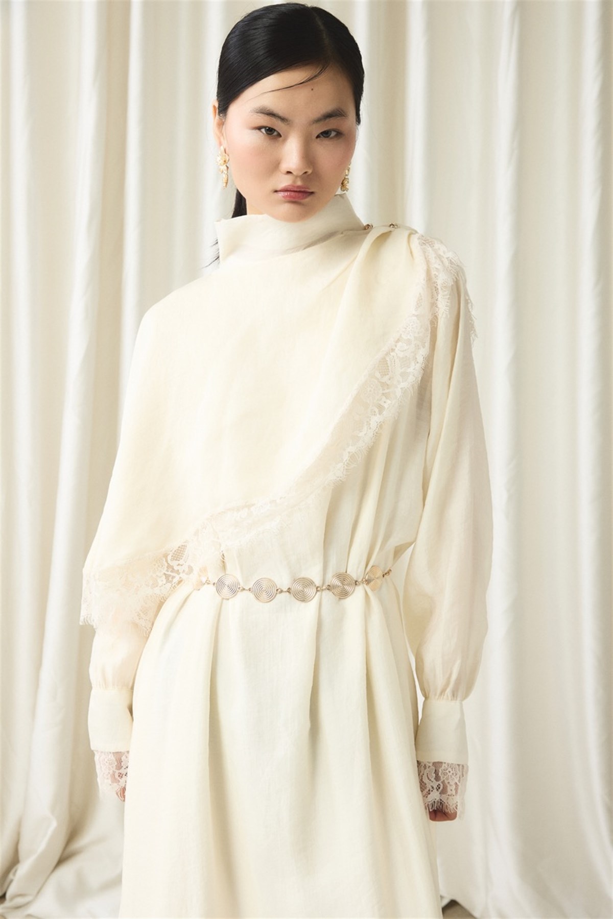 Aller Dantel Detaylı Elbise - Ekru