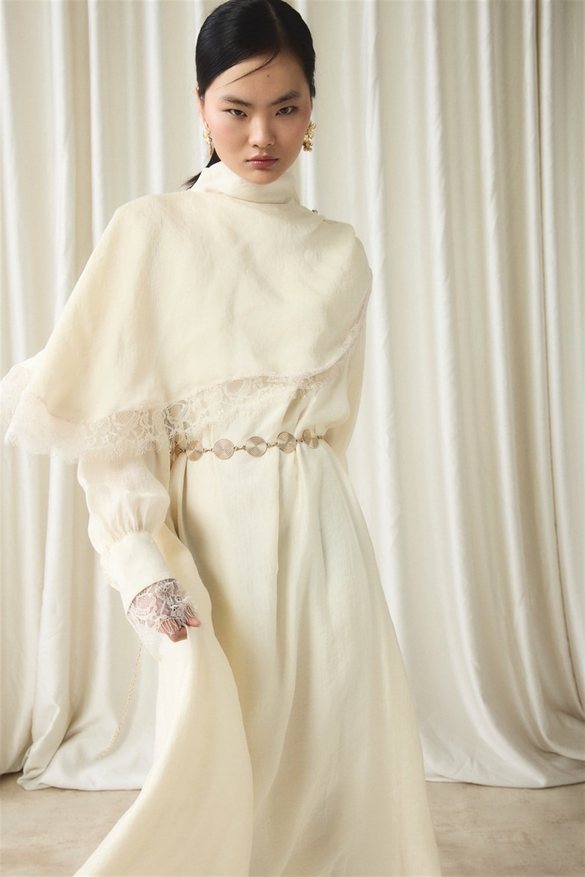 Aller Dantel Detaylı Elbise - Ekru