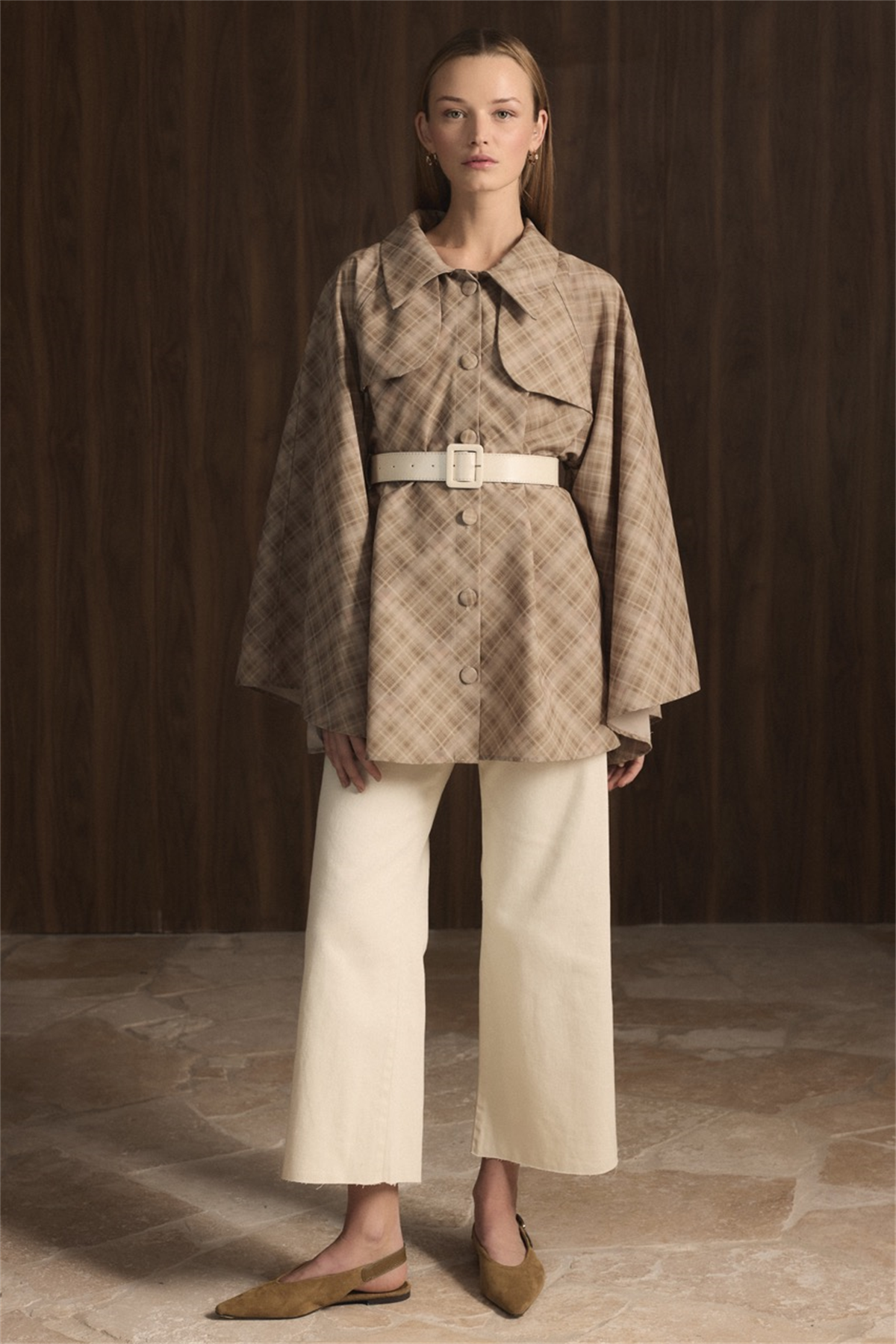 Allerli Ekose Trençkot - Bej