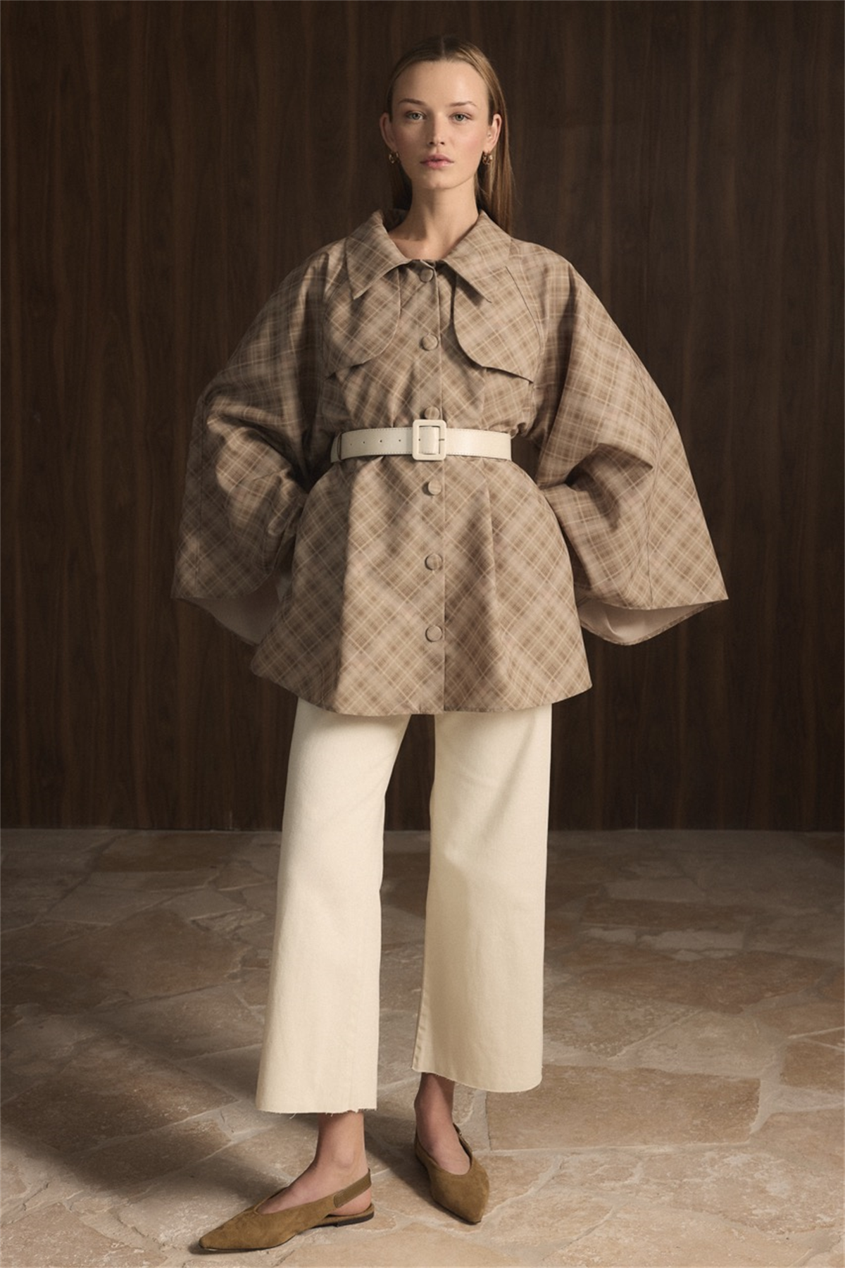 Allerli Ekose Trençkot - Bej