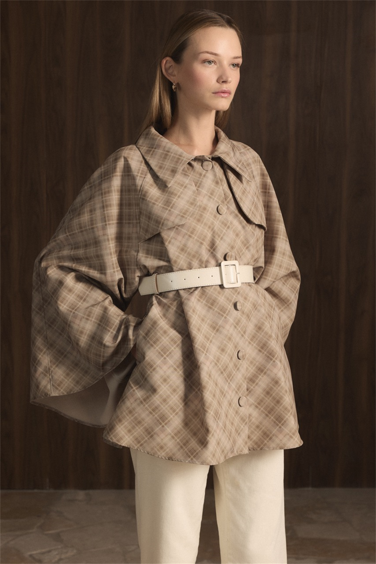 Allerli Ekose Trençkot - Bej