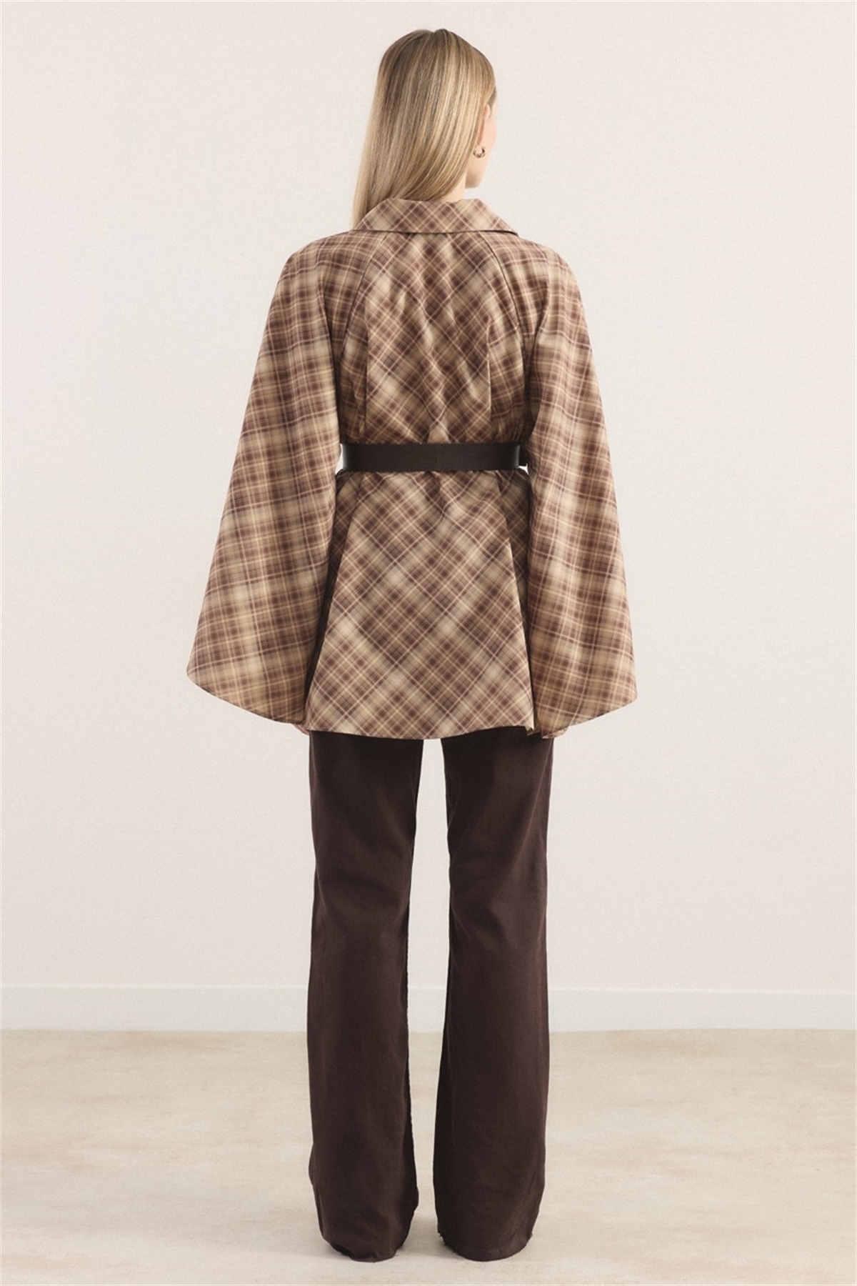 Allerli Ekose Trençkot - Kahve