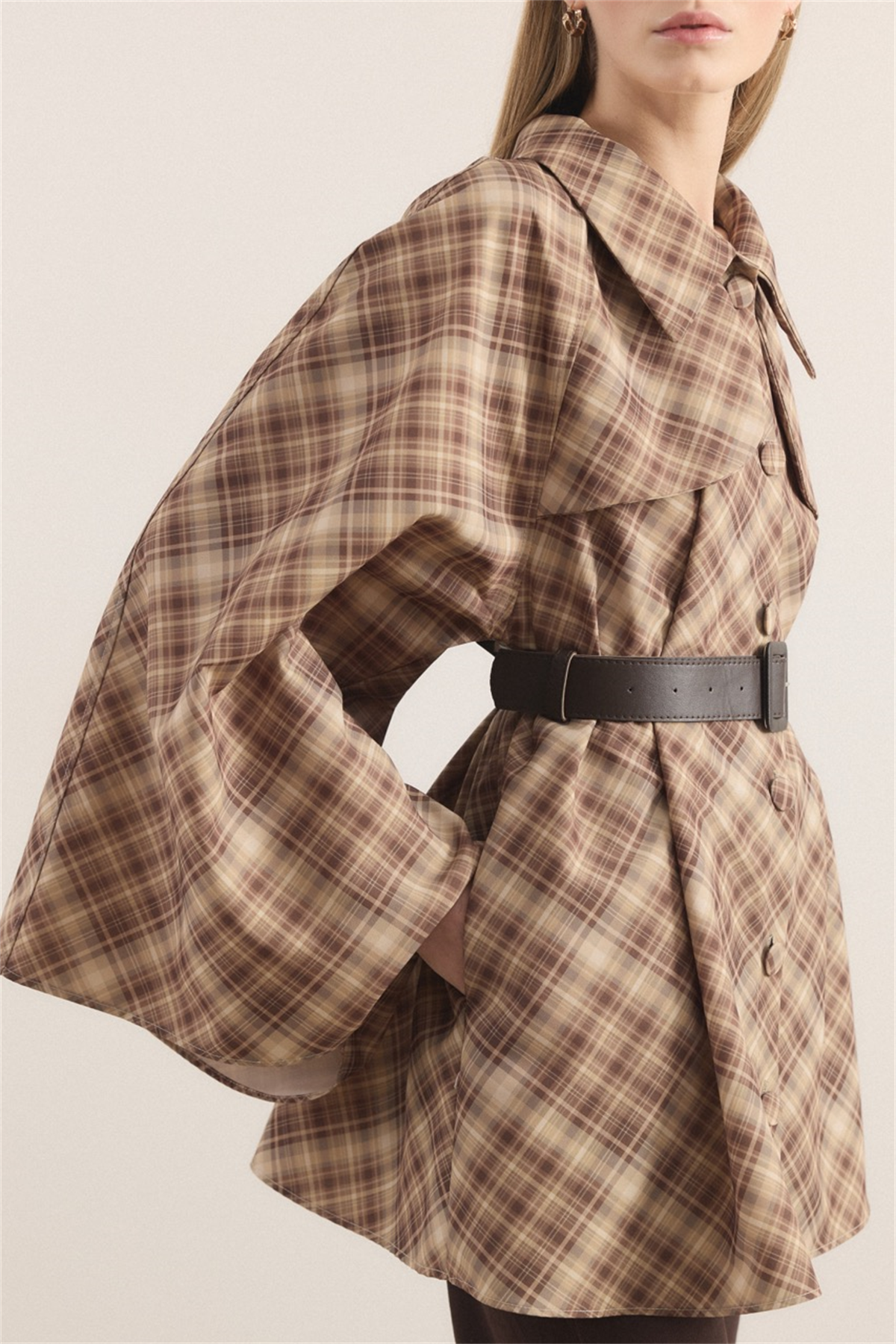 Allerli Ekose Trençkot - Kahve