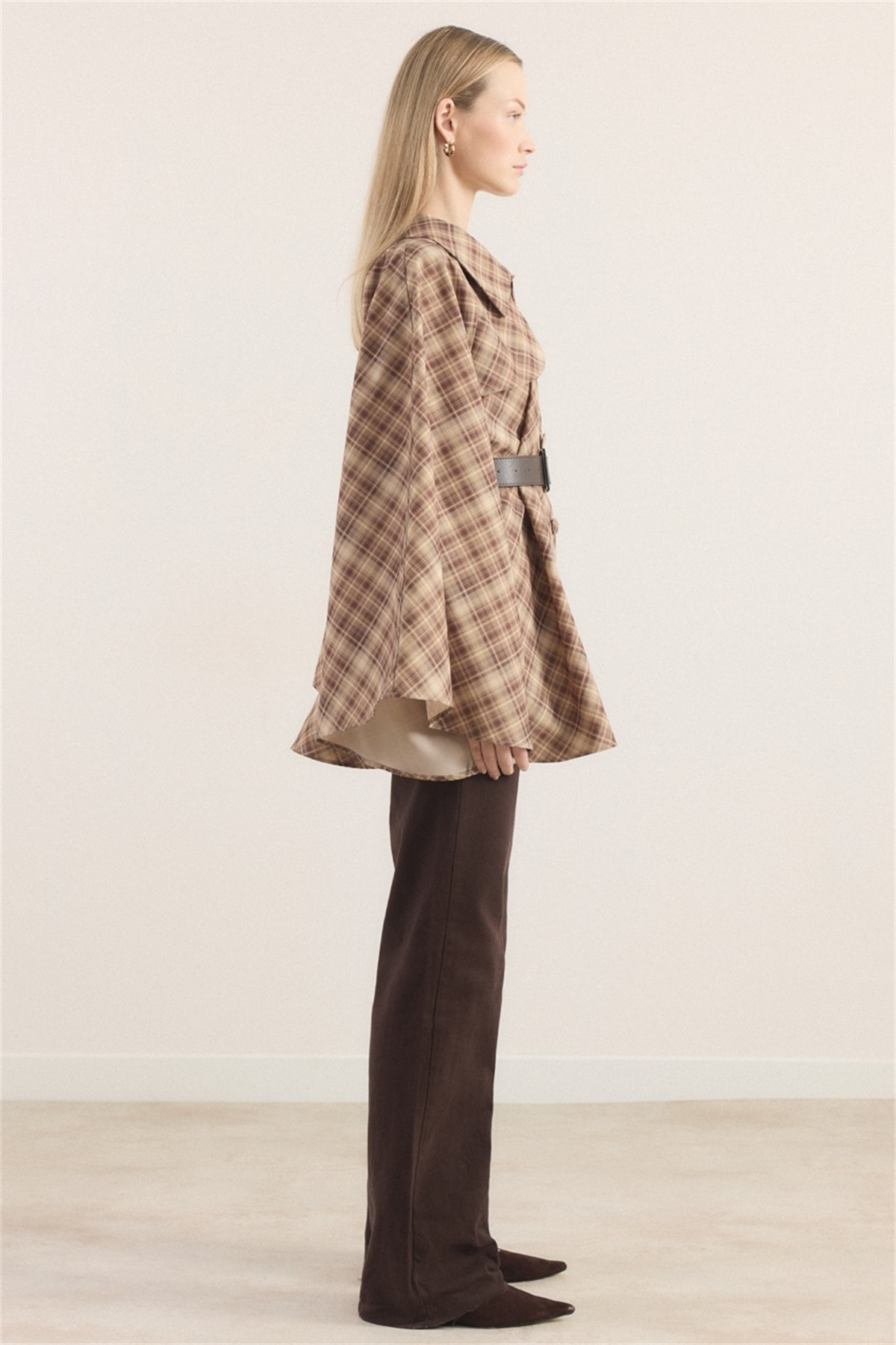 Allerli Ekose Trençkot - Kahve