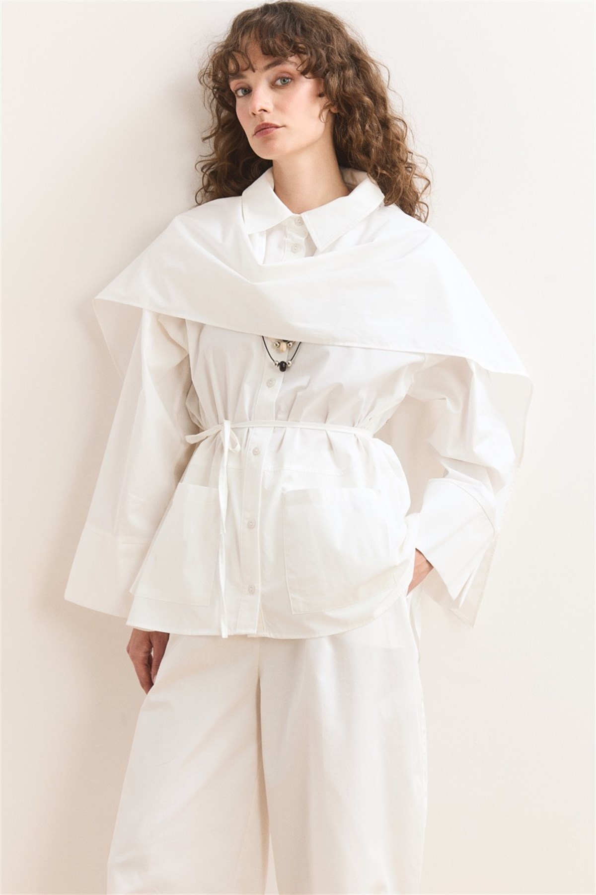 Allerli Poplin Gömlek - Ekru