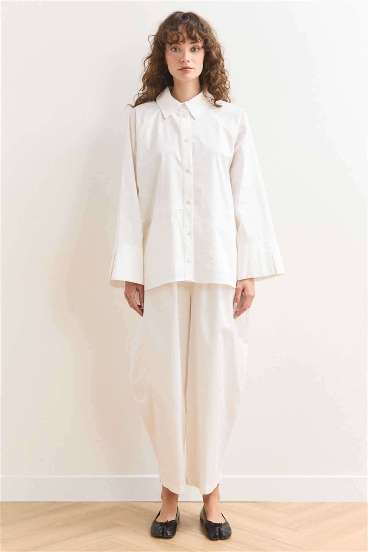 Allerli Poplin Gömlek - Ekru