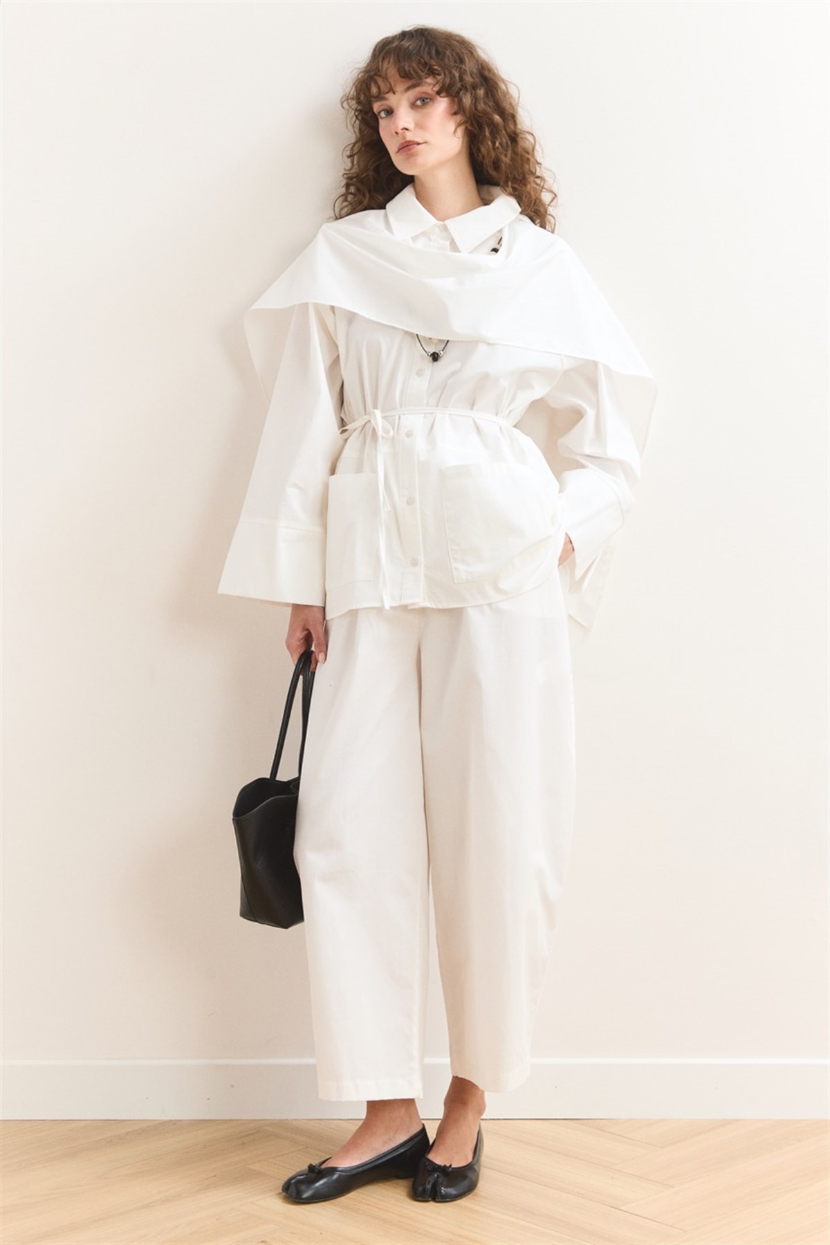 Allerli Poplin Gömlek - Ekru