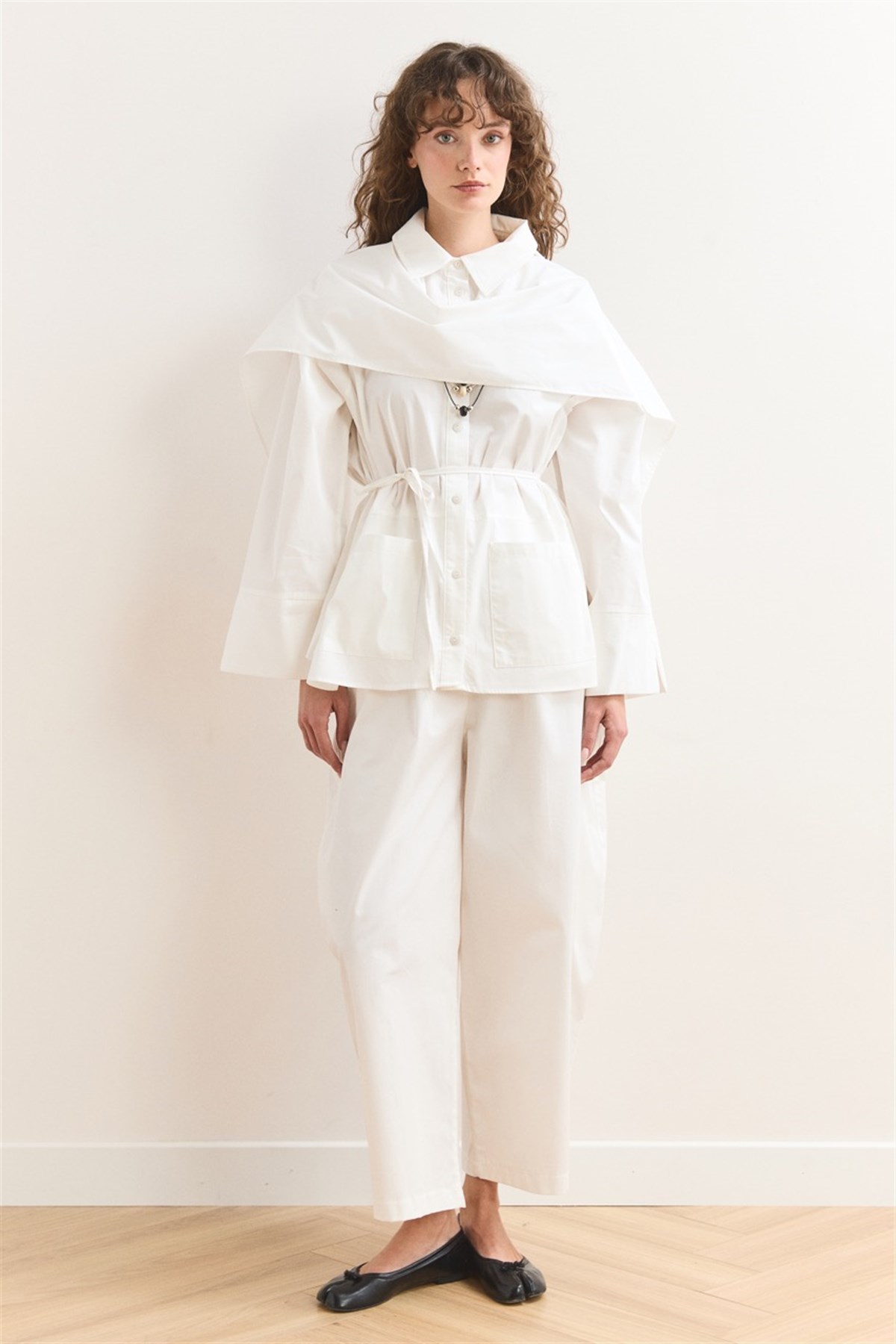 Allerli Poplin Gömlek - Ekru