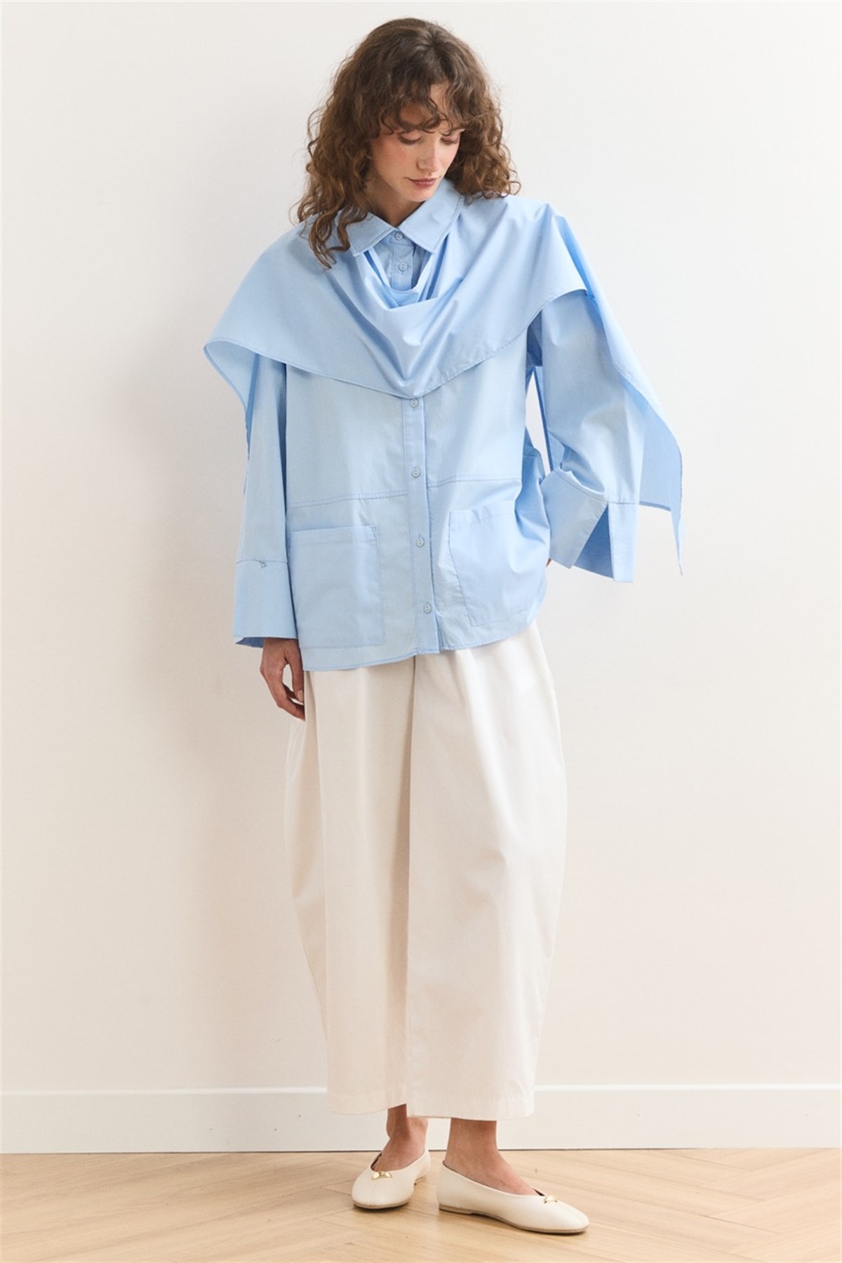 Allerli Poplin Gömlek - Mavi