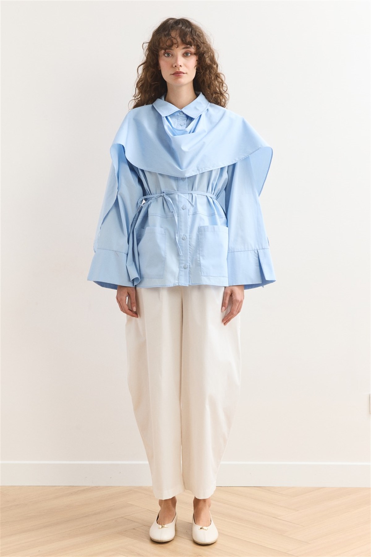 Allerli Poplin Gömlek - Mavi