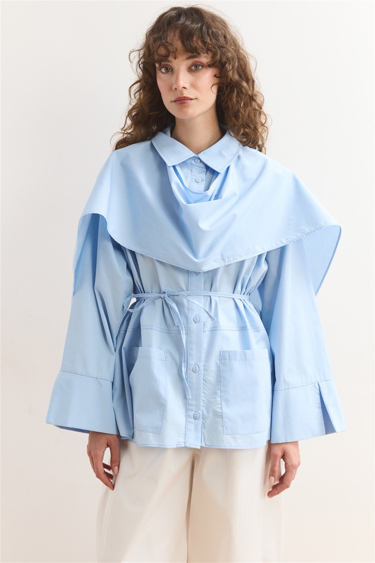 Allerli Poplin Gömlek - Mavi