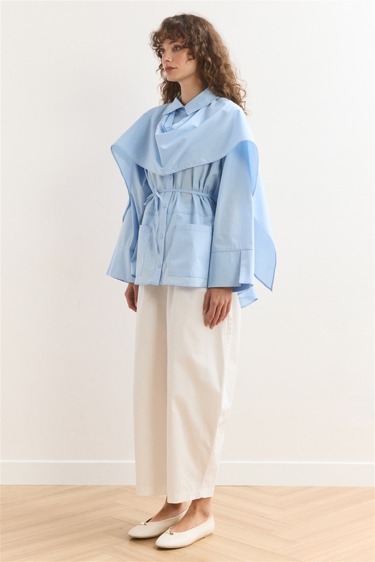 Allerli Poplin Gömlek - Mavi