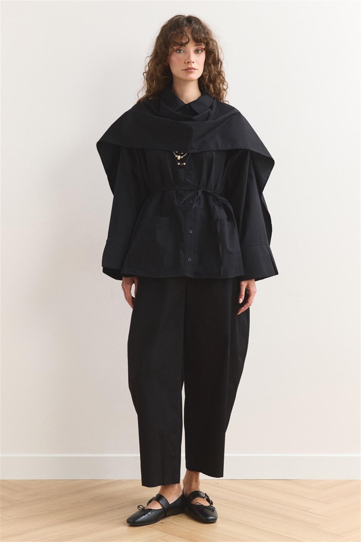 Allerli Poplin Gömlek - Siyah