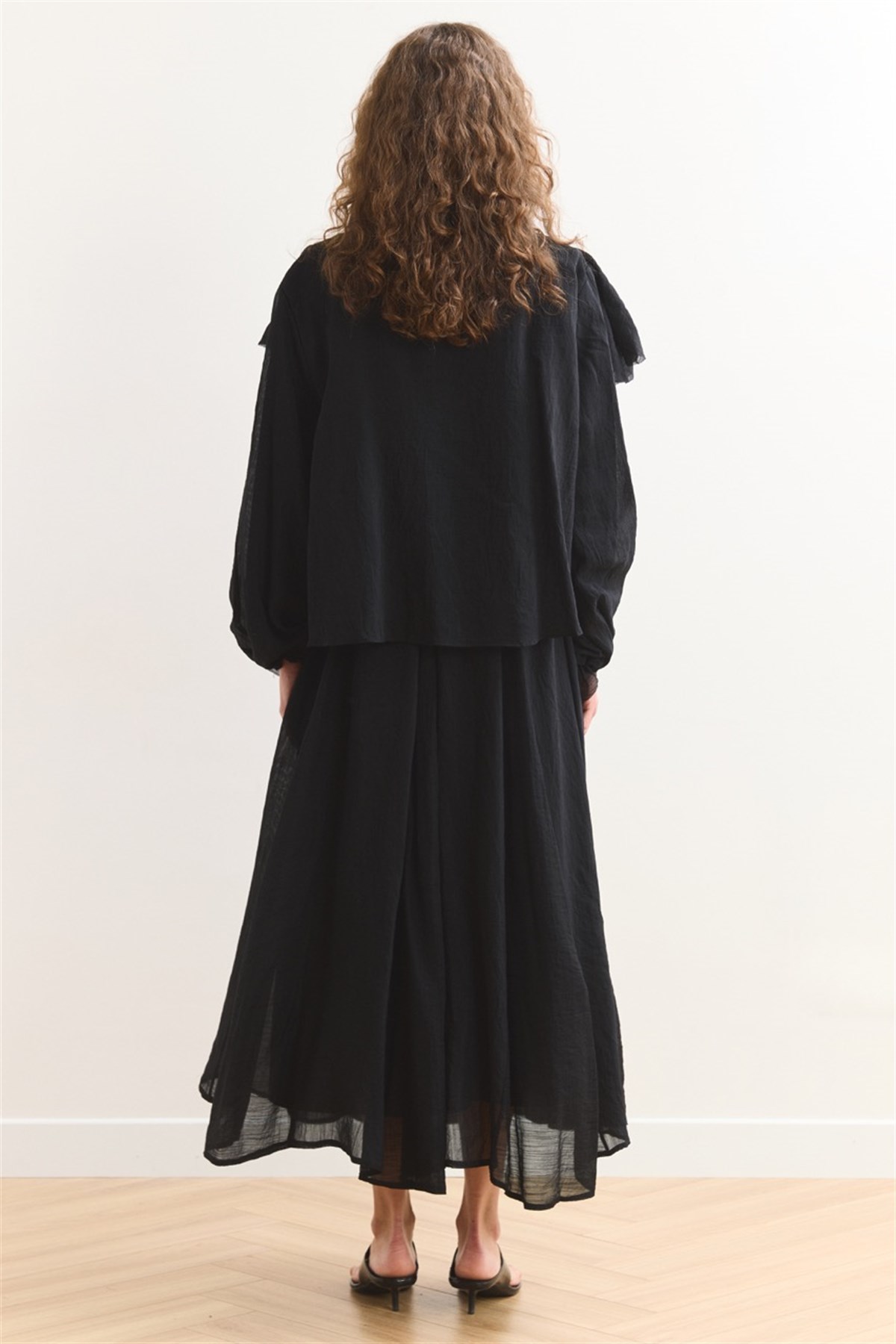 Angelina Volanlı Etek Takım - Siyah