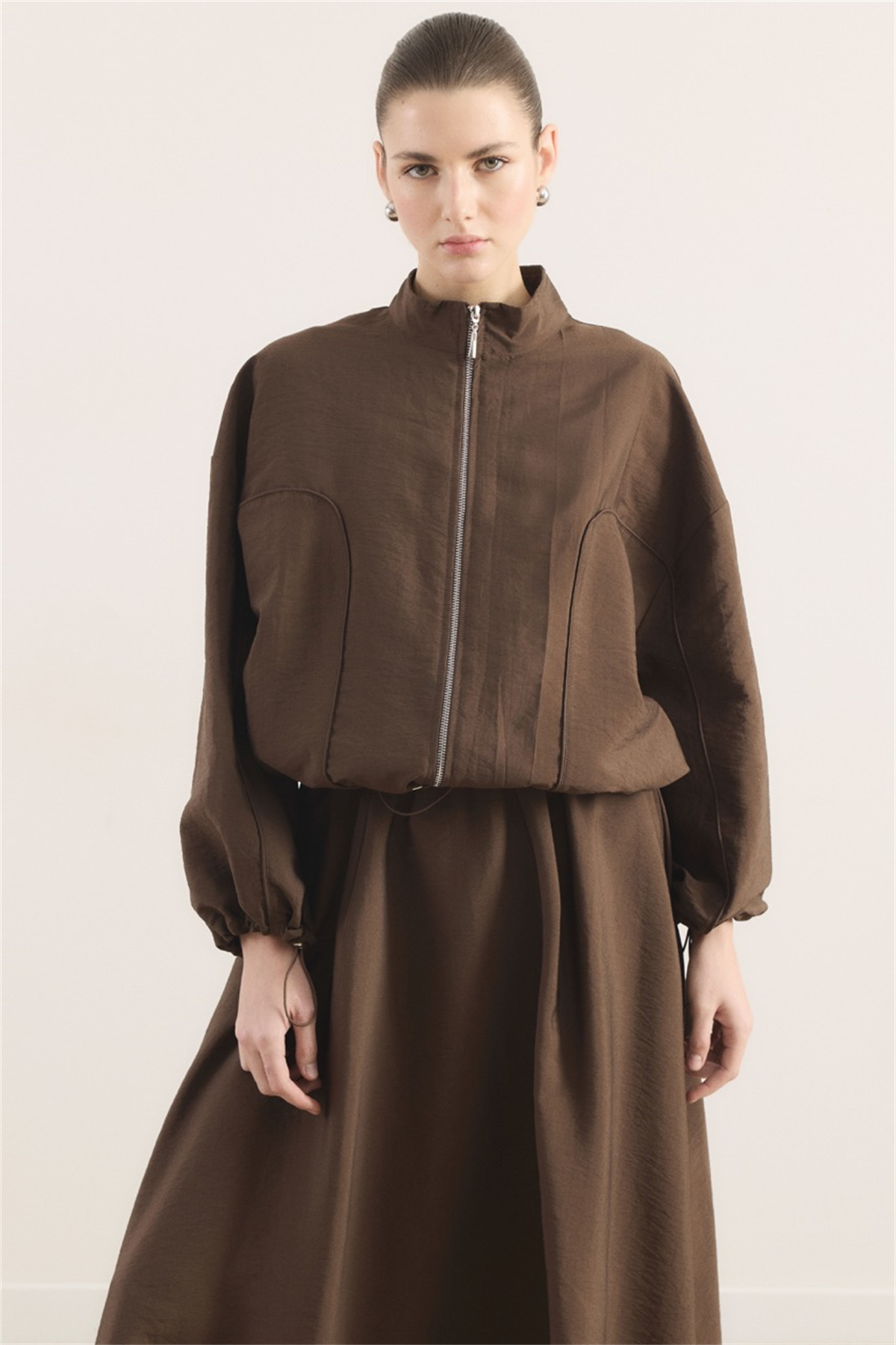 Ara Biyeli Cupra Etekli Takım - Kahve