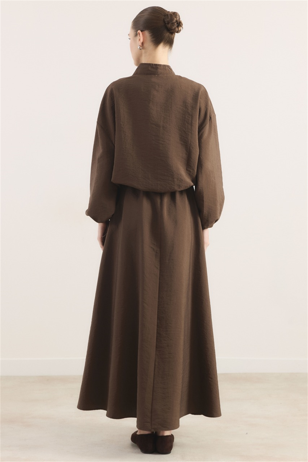 Ara Biyeli Cupra Etekli Takım - Kahve