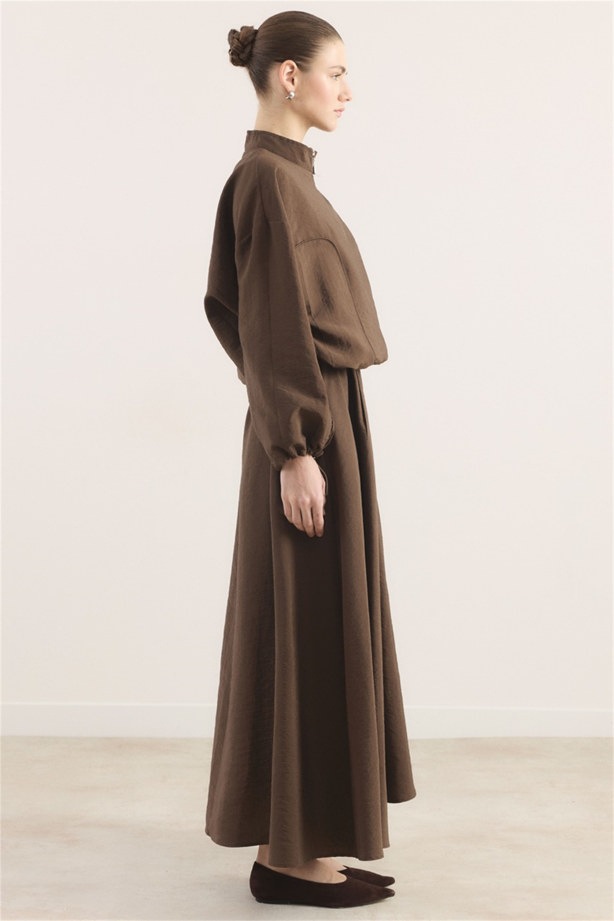 Ara Biyeli Cupra Etekli Takım - Kahve