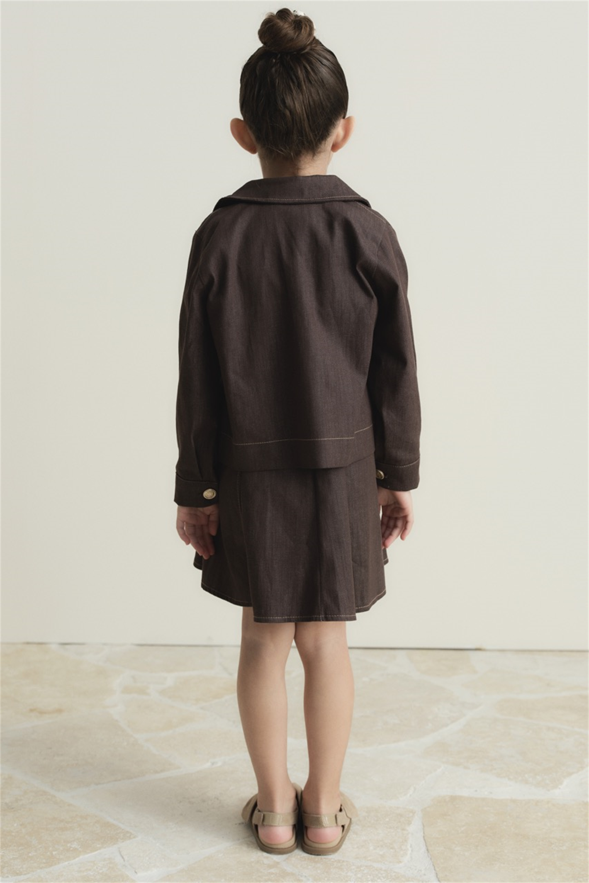 Arle Ceketli Denim Jile Elbise - Kahve