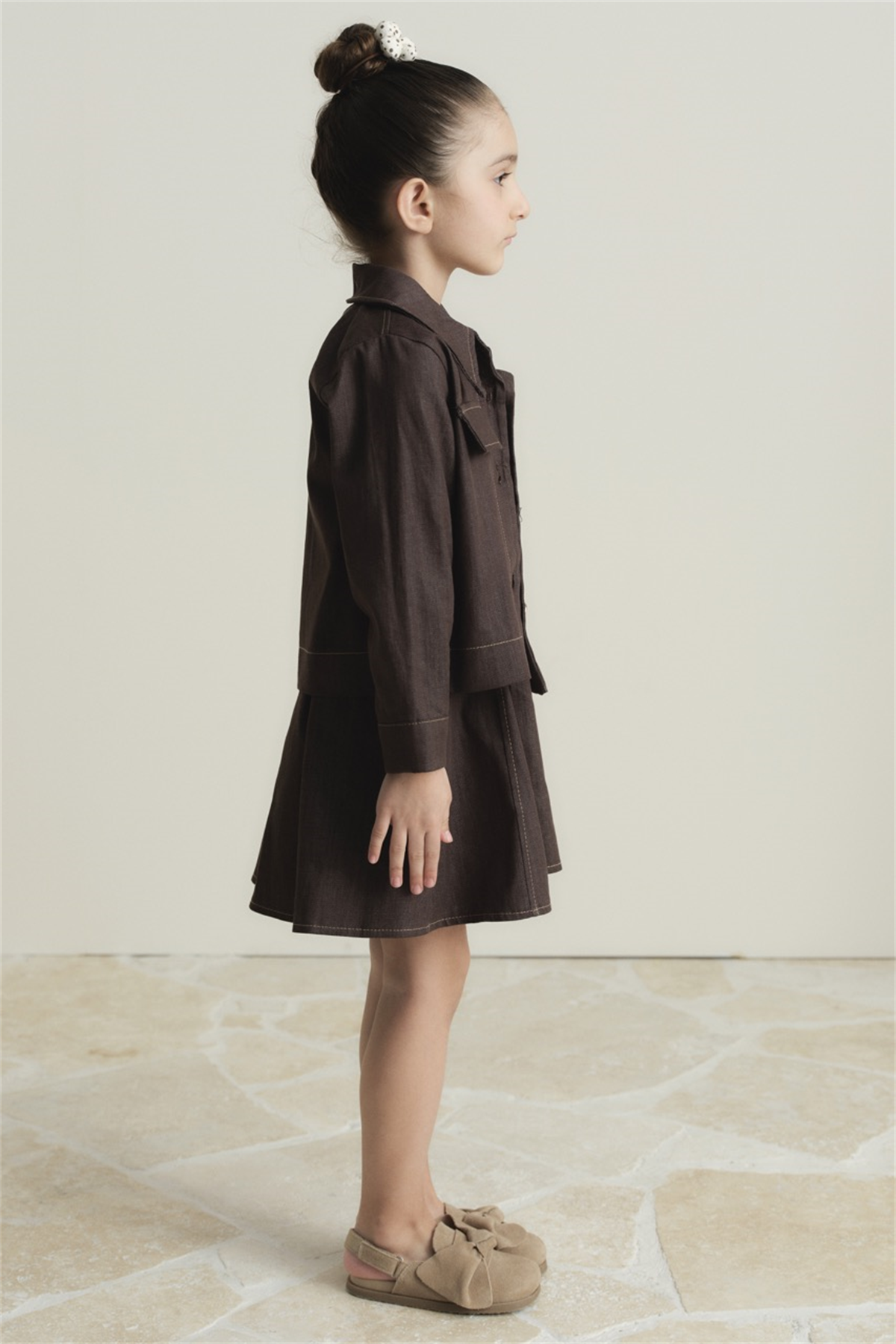 Arle Ceketli Denim Jile Elbise - Kahve