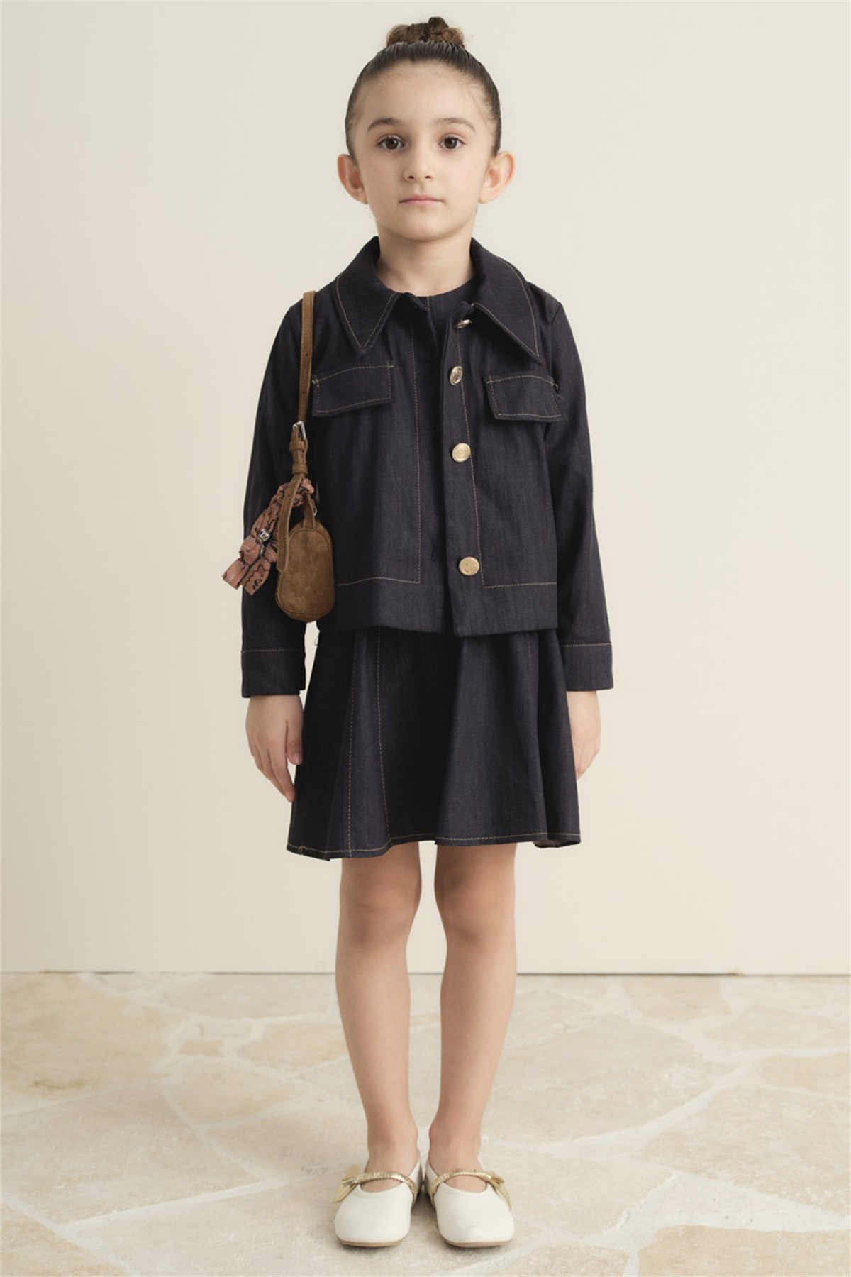 Arle Ceketli Denim Jile Elbise - Lacivert