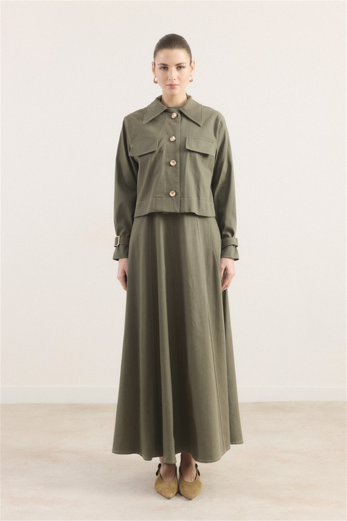 Arlea Kot Jile Elbise - Haki