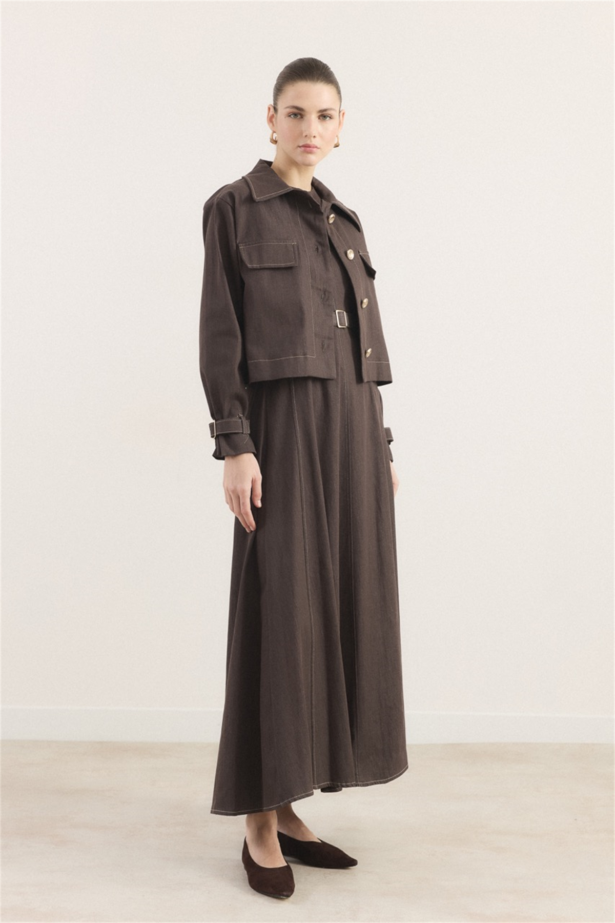 Arlea Kot Jile Elbise - Kahve