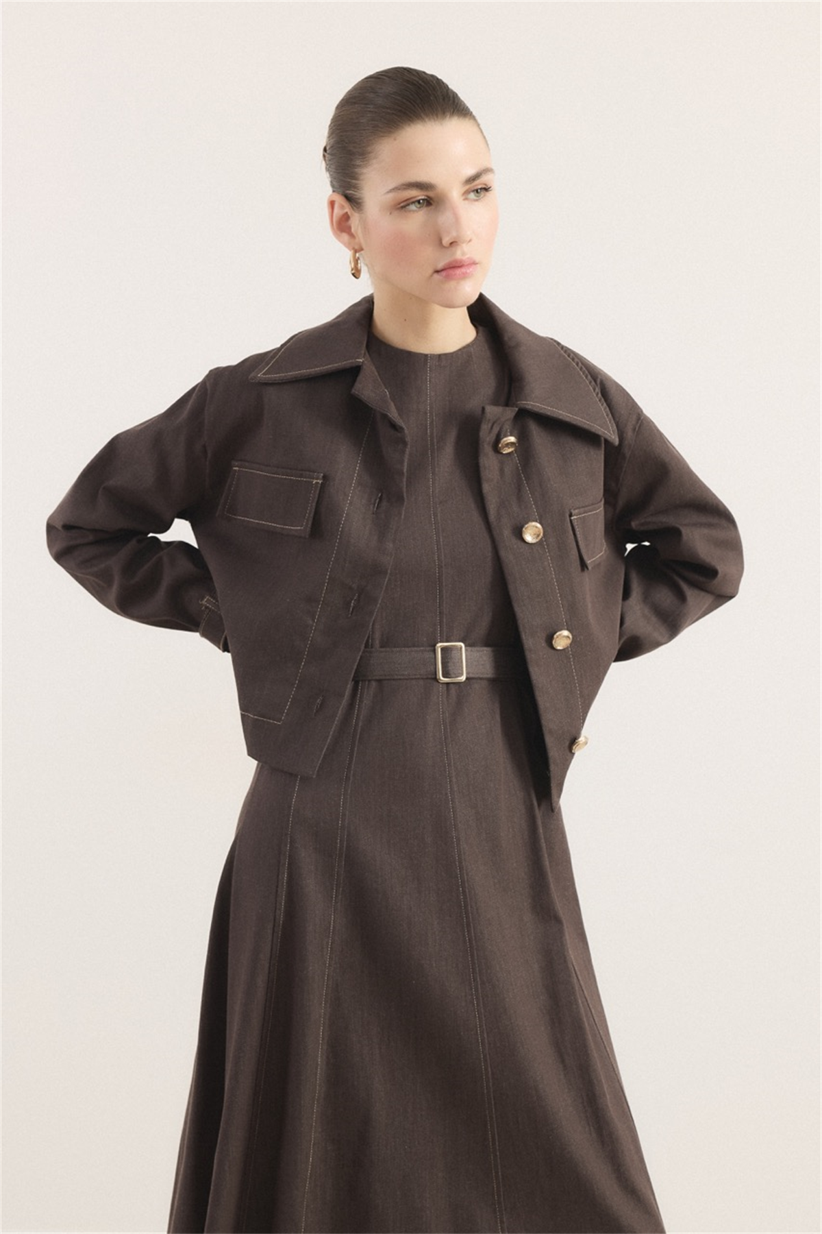 Arlea Kot Jile Elbise - Kahve