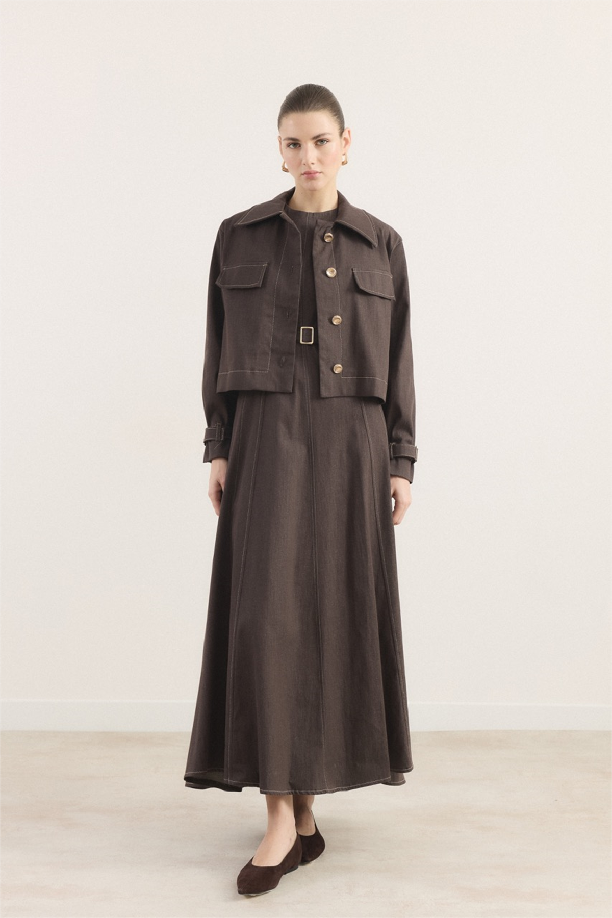 Arlea Kot Jile Elbise - Kahve