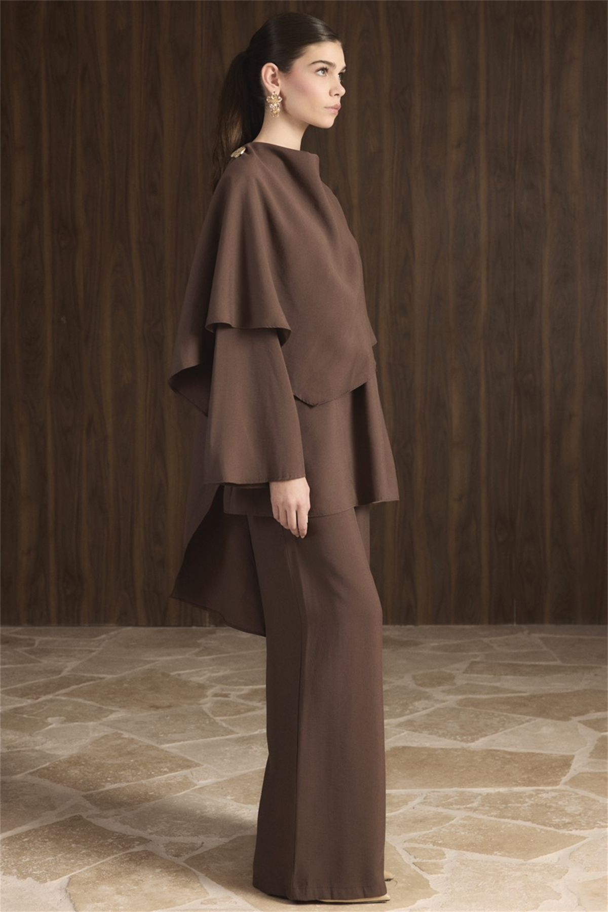 Auren Şallı Takım - Kahverengi