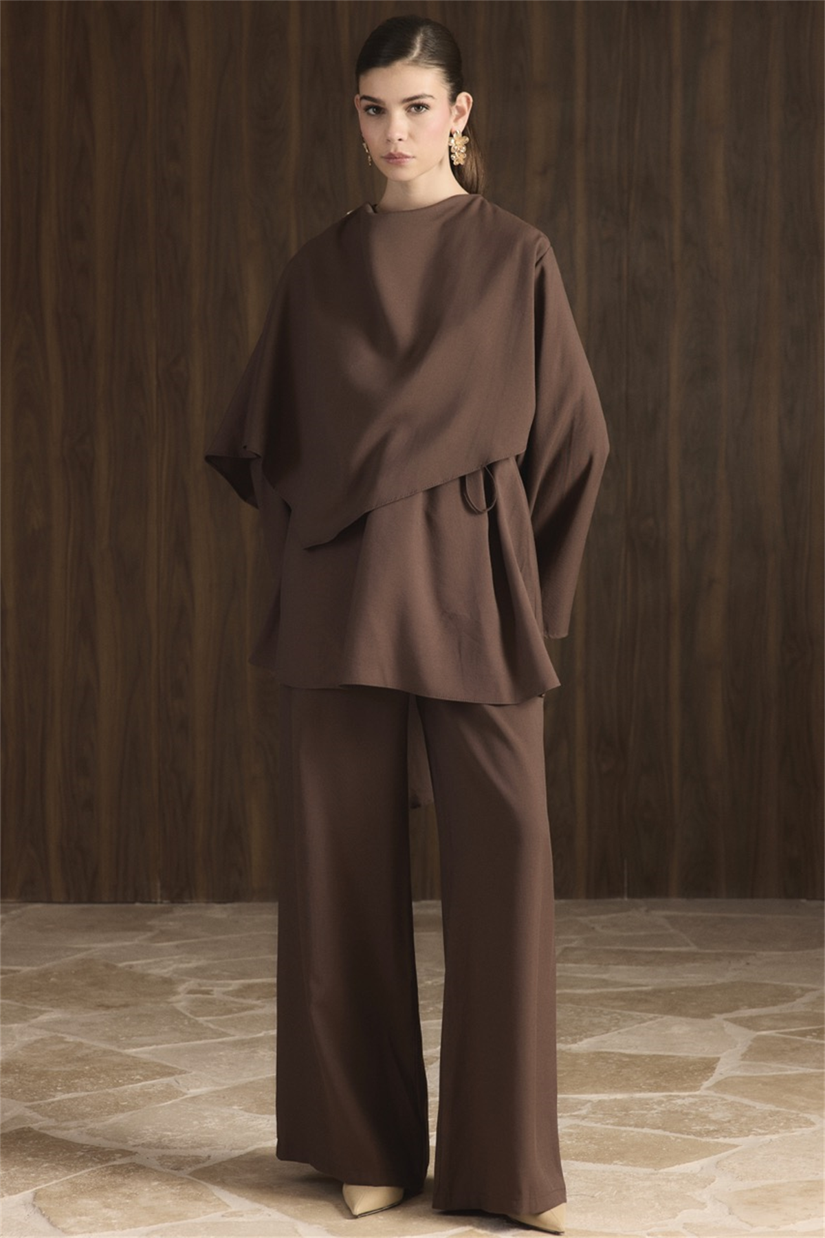 Auren Şallı Takım - Kahverengi