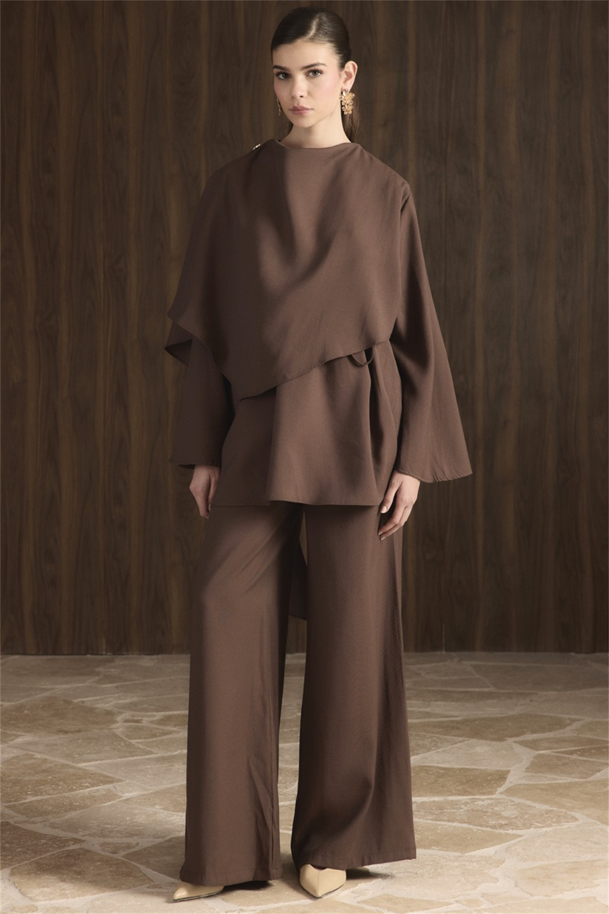 Auren Şallı Takım - Kahverengi