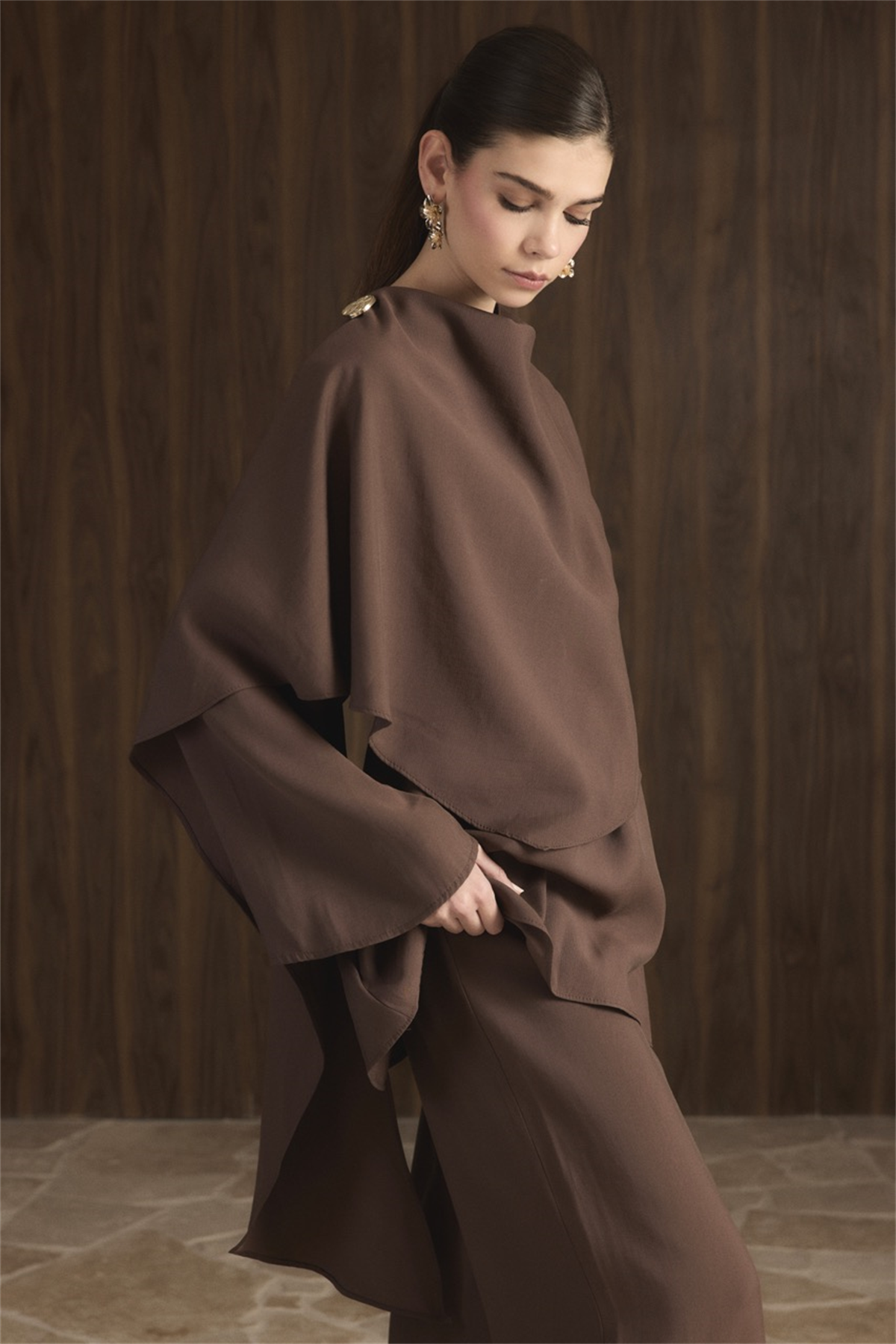 Auren Şallı Takım - Kahverengi