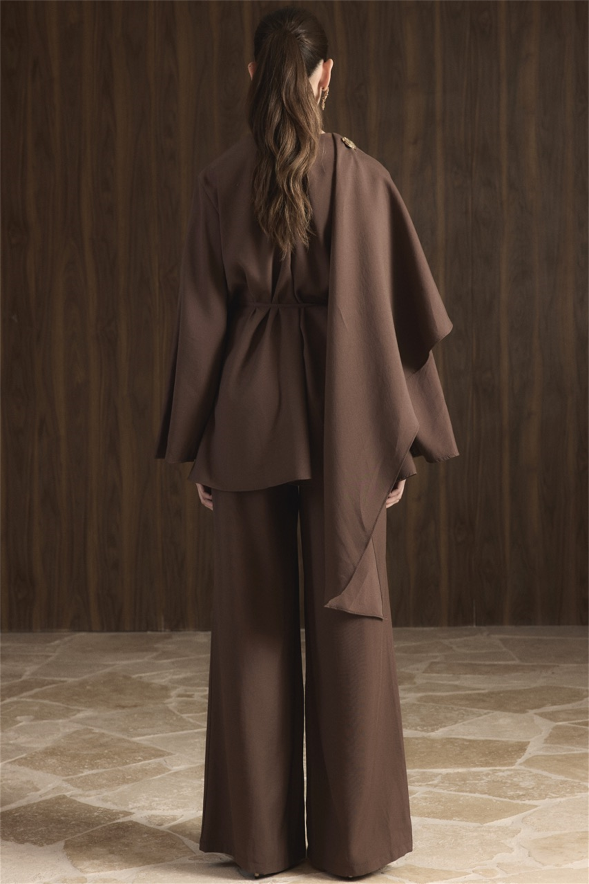 Auren Şallı Takım - Kahverengi
