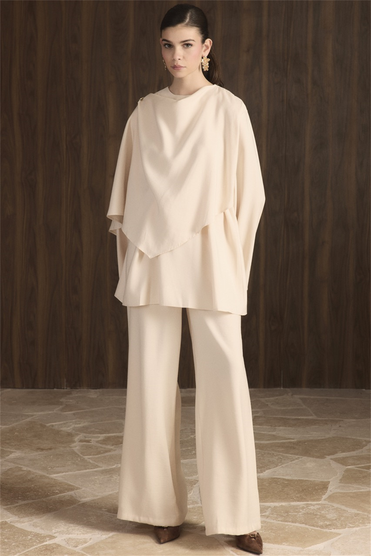Auren Şallı Takım - Krem