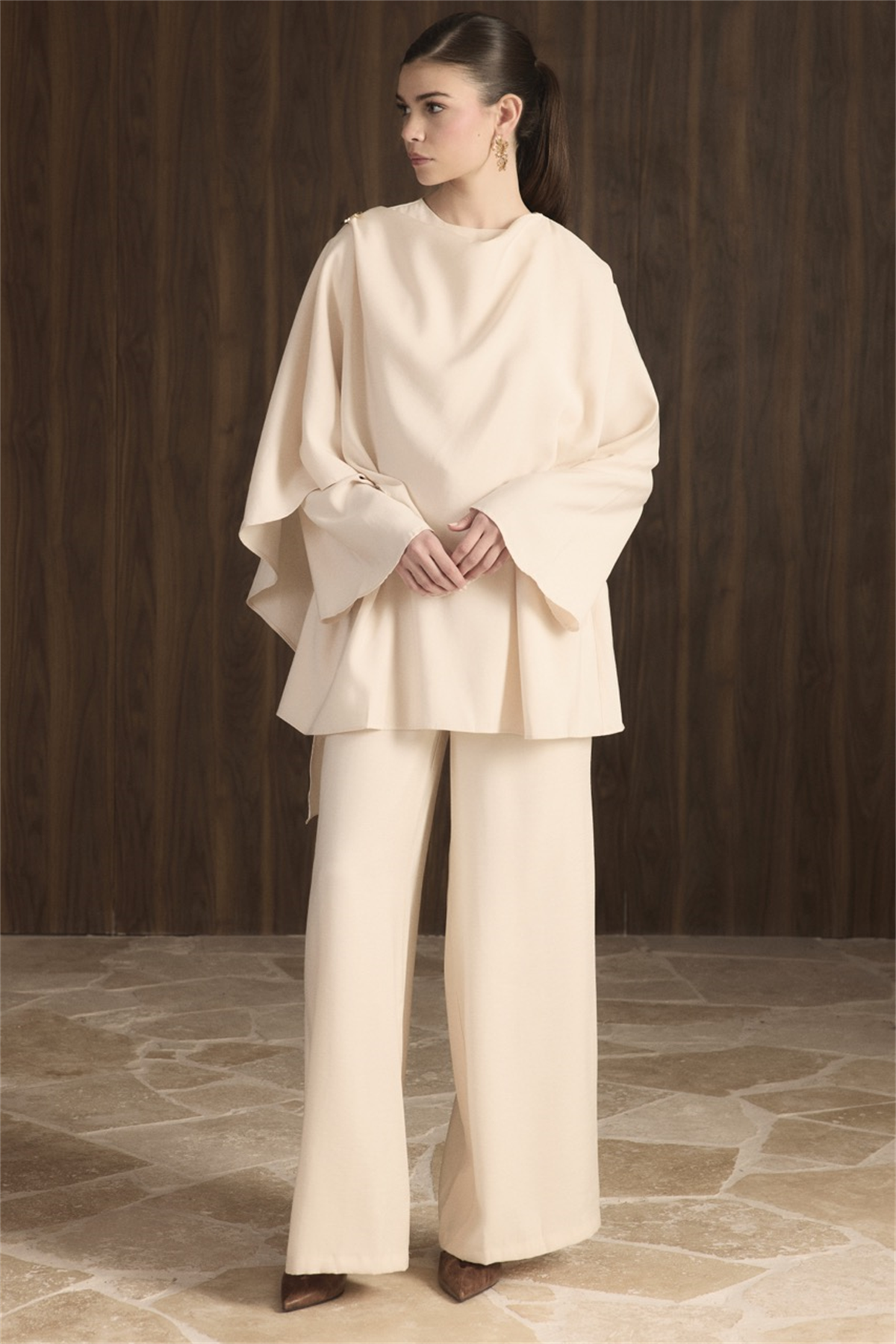 Auren Şallı Takım - Krem