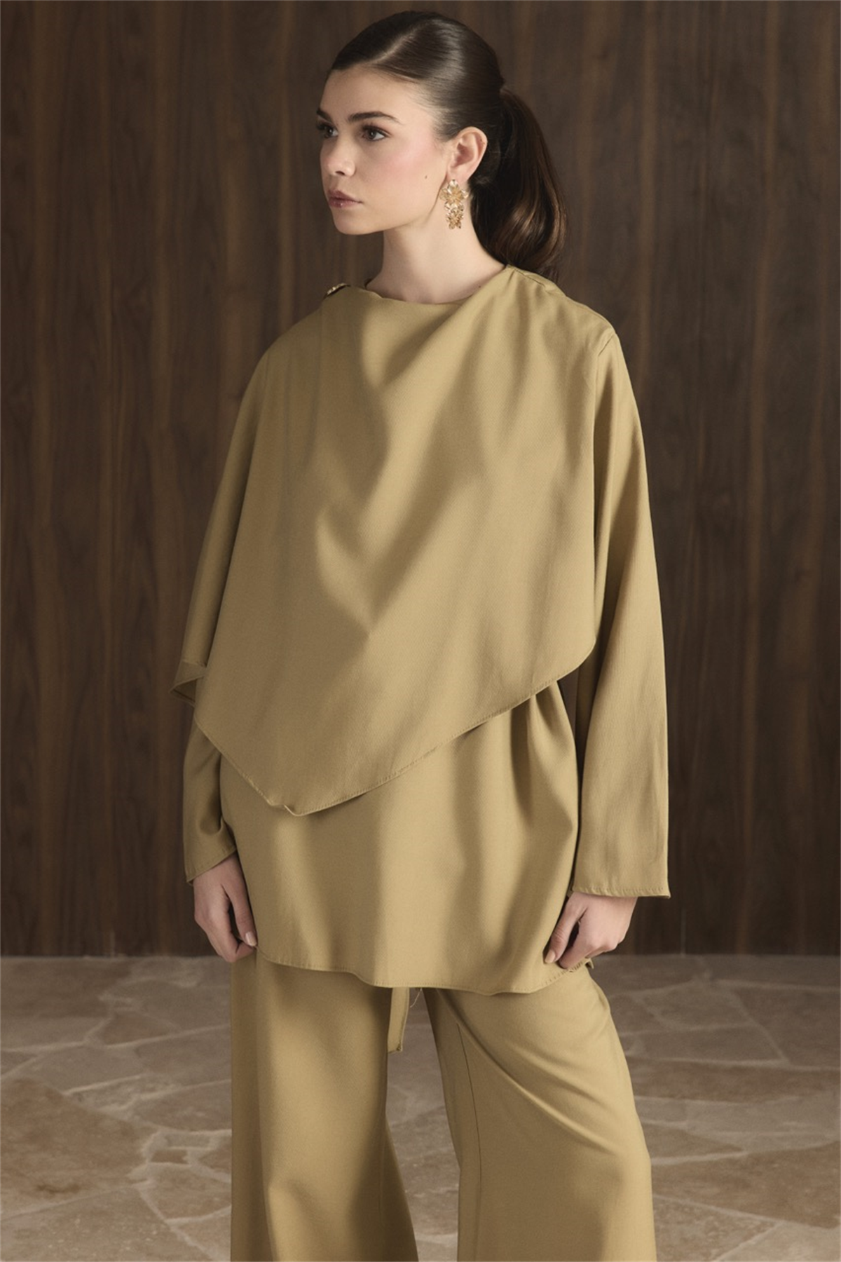 Auren Şallı Takım - Yağ Yeşili