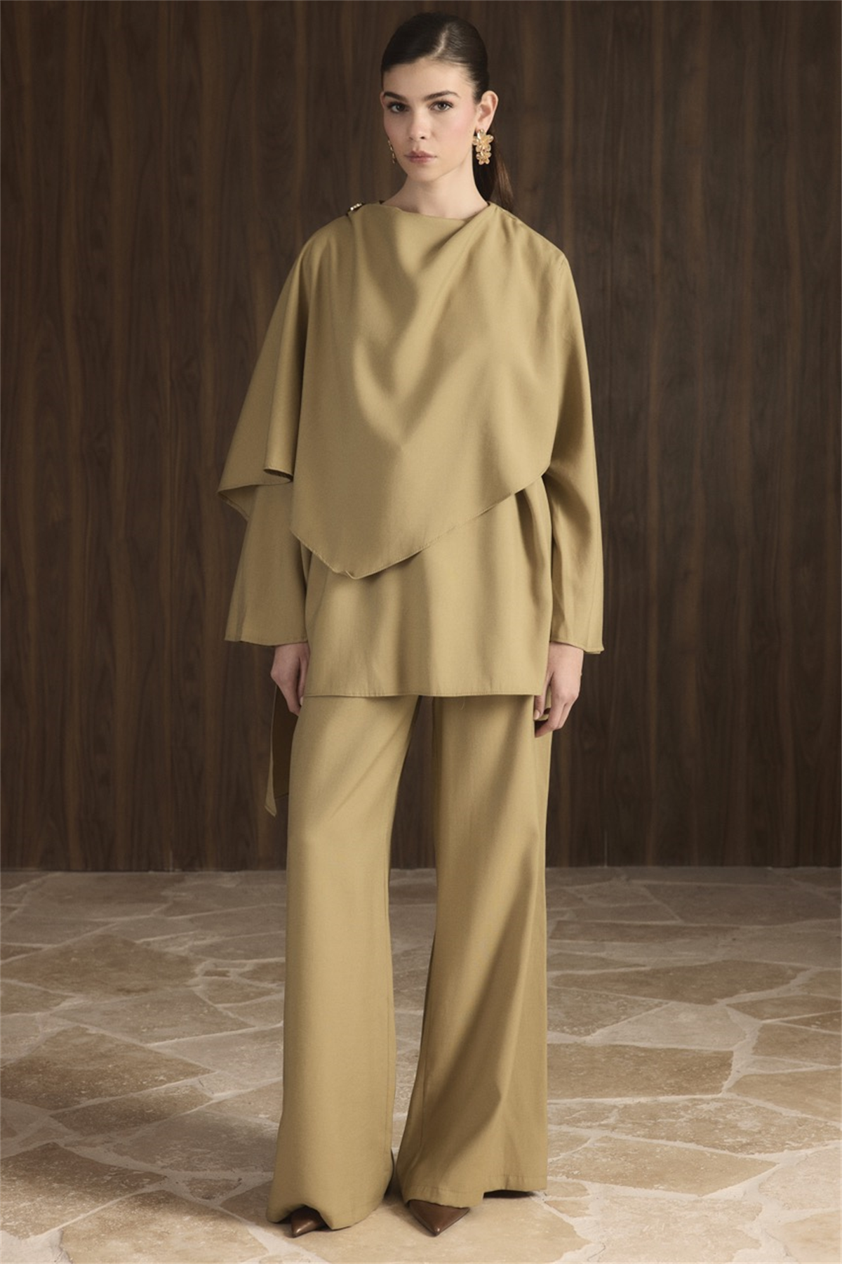 Auren Şallı Takım - Yağ Yeşili