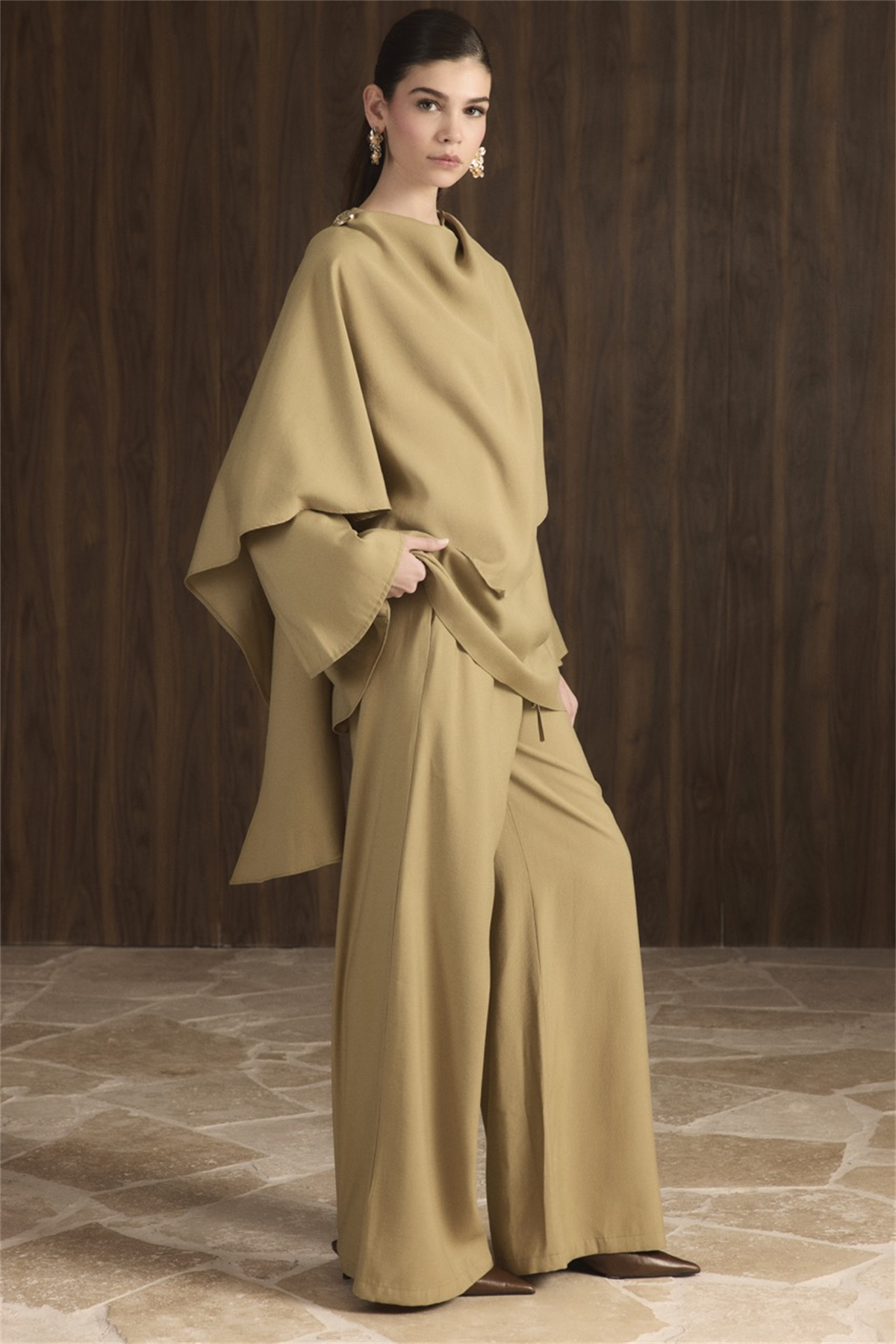 Auren Şallı Takım - Yağ Yeşili