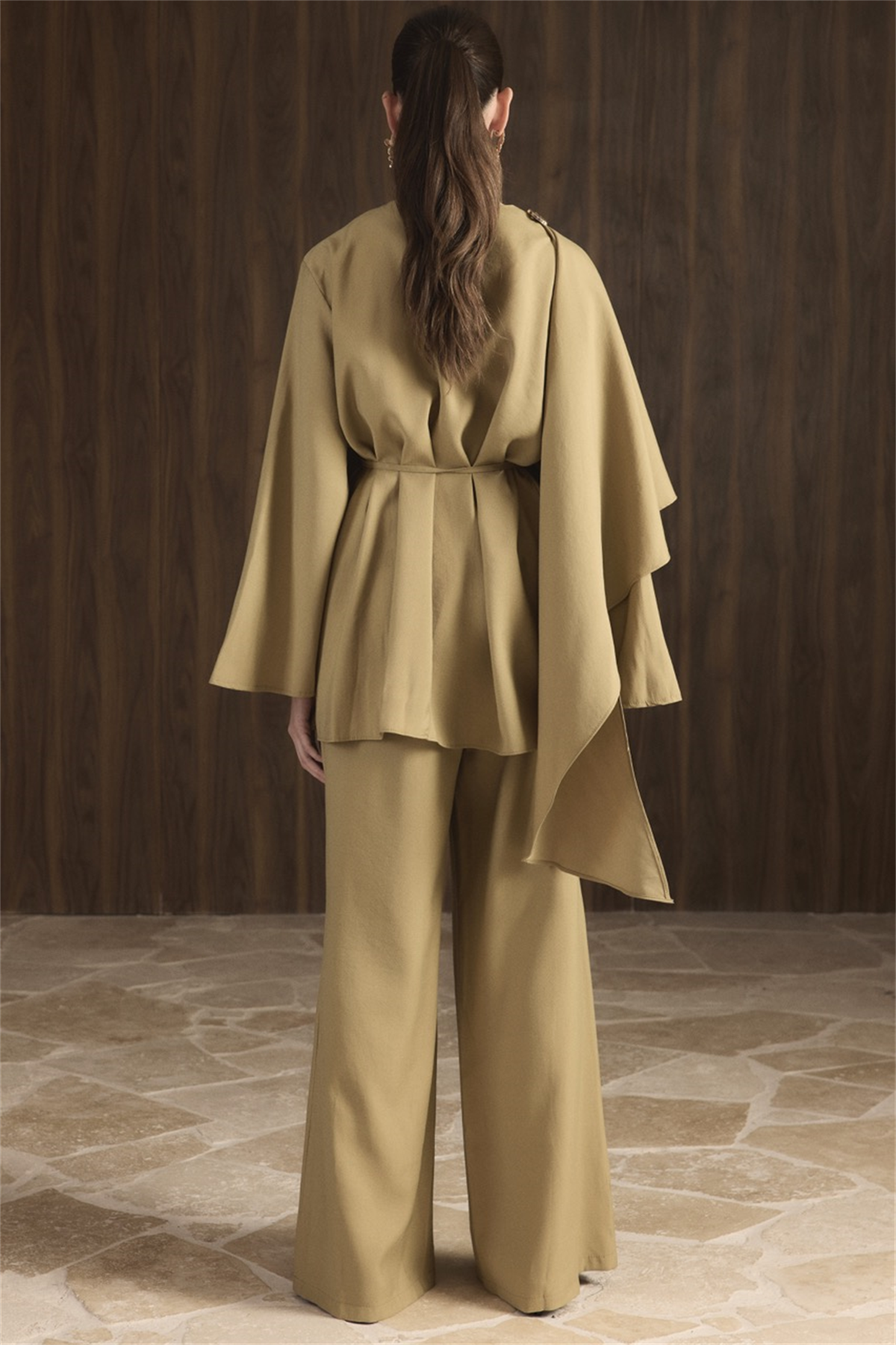 Auren Şallı Takım - Yağ Yeşili